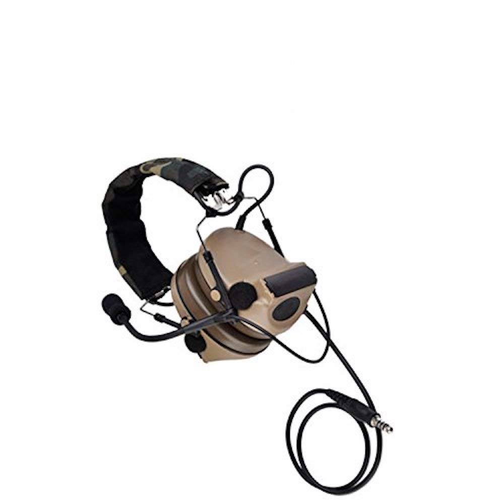 Z-TAC Element Airsoft zComtac II Tactical Headset - Military Noise Canceling Headphones with Nylon/Plastic Construction & New Mil-Spec Plug (Tan) - Perfect for Airsoft, Military Simulation & Tactical Training