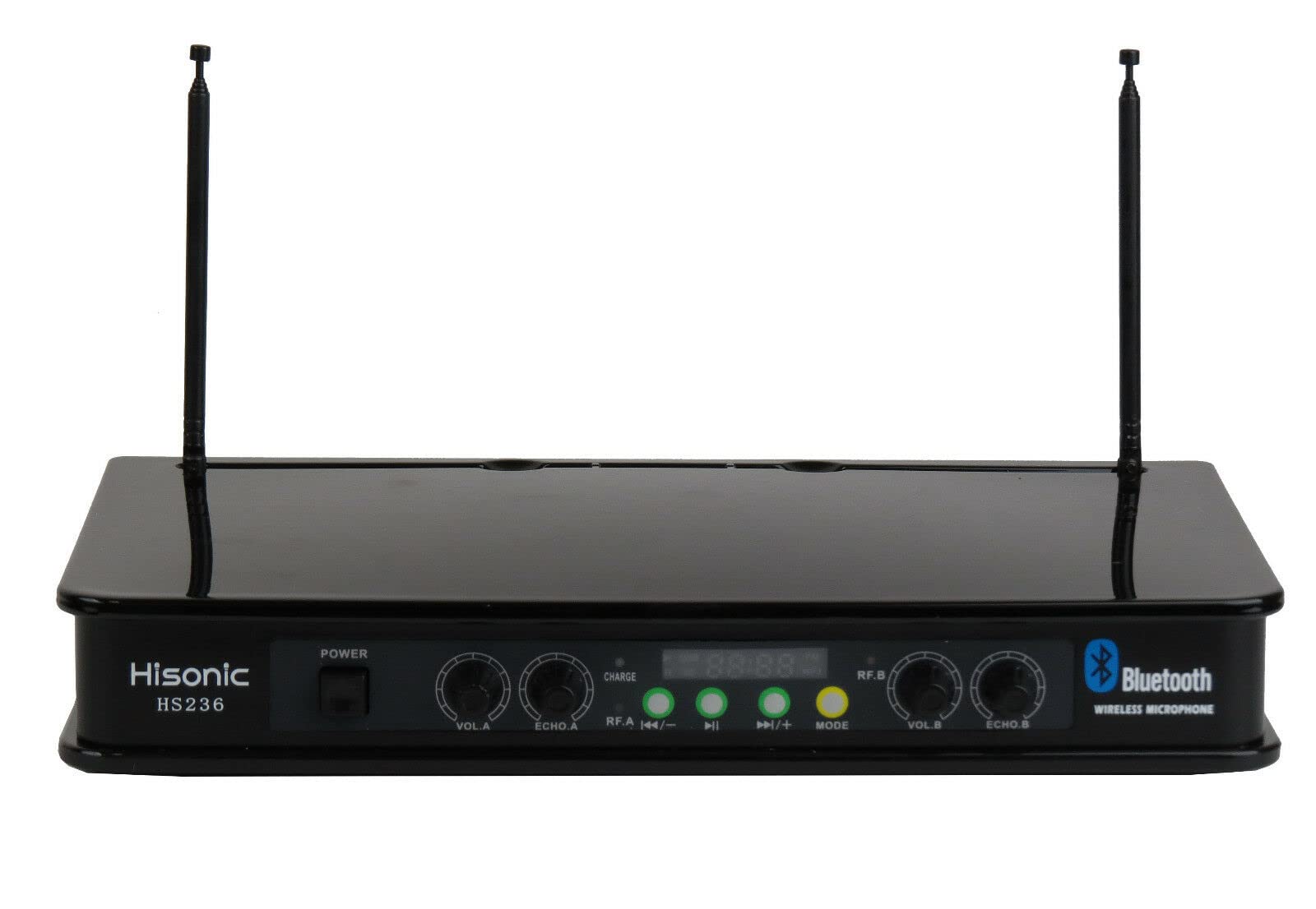 Hisonic HS236 Bluetooth VHF Handheld Wireless Microphone System - Portable Rechargeable Mic with 2 Handheld Mics for Karaoke, Live Performances & Public Speaking