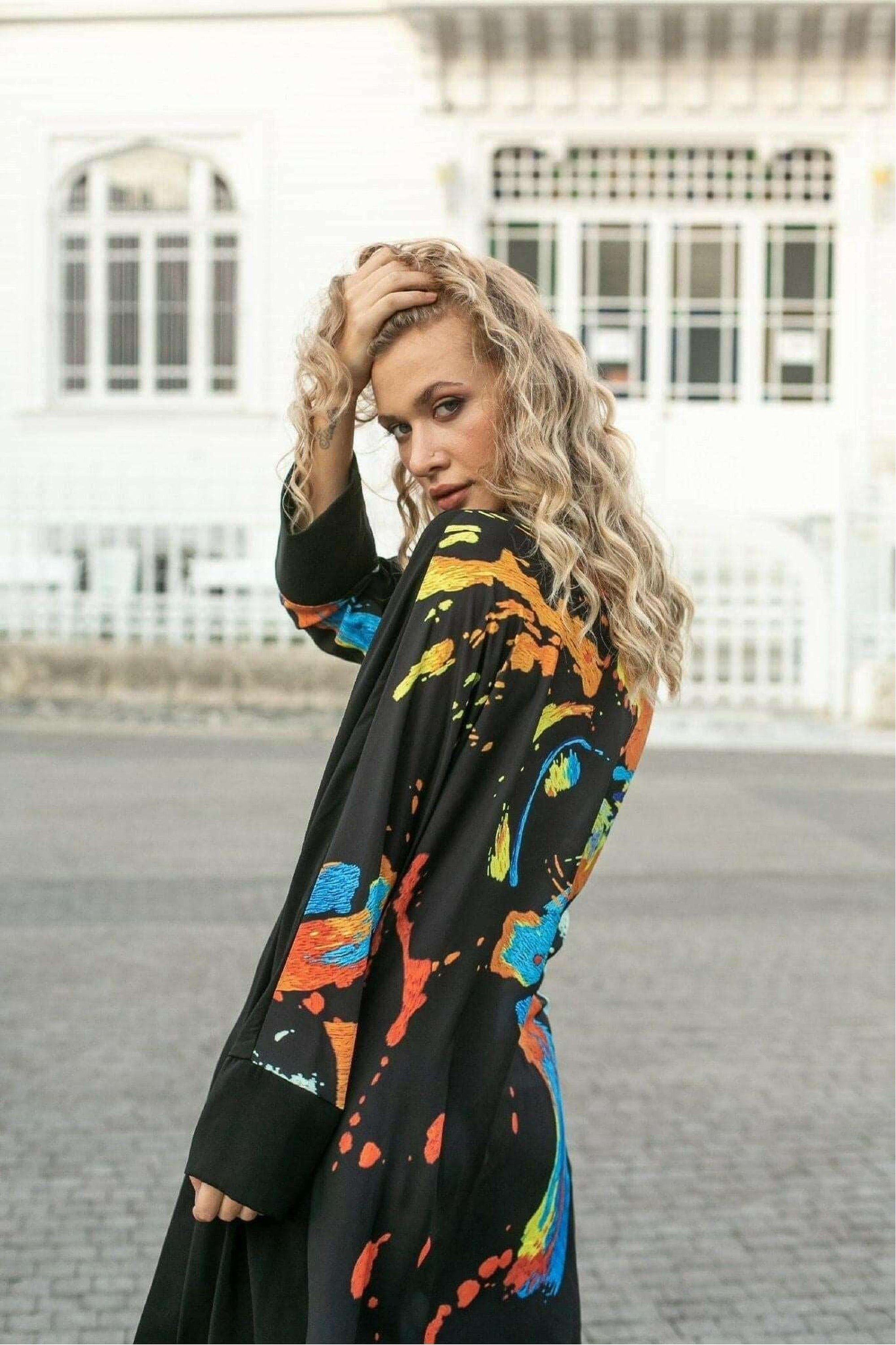 Gabi Open Front Kimono - Lightweight Floral Printed Cover Up for Women - Perfect for Beach, Pool, Yoga & Loungewear