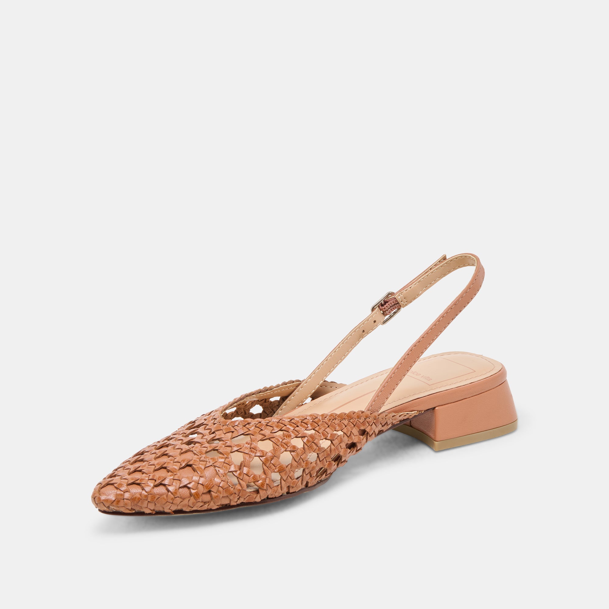 Birdie Flats Tan Woven Leather Women's Comfortable Slip-On Shoes for Casual Wear & Office