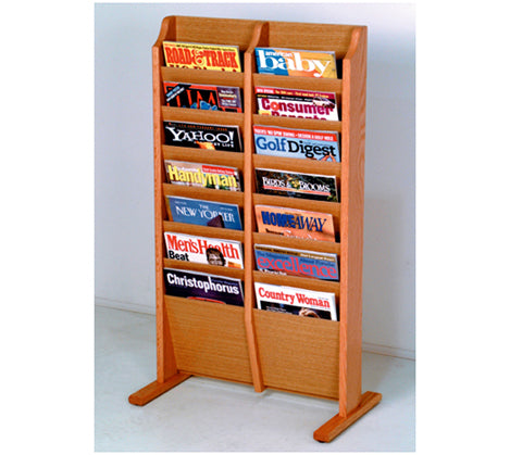 Free Standing 14 Pocket Magazine Rack - Wall Mount or Floor Display Organizer for Books, Newspapers & Catalogs - Perfect for Living Room, Office & Waiting Areas
