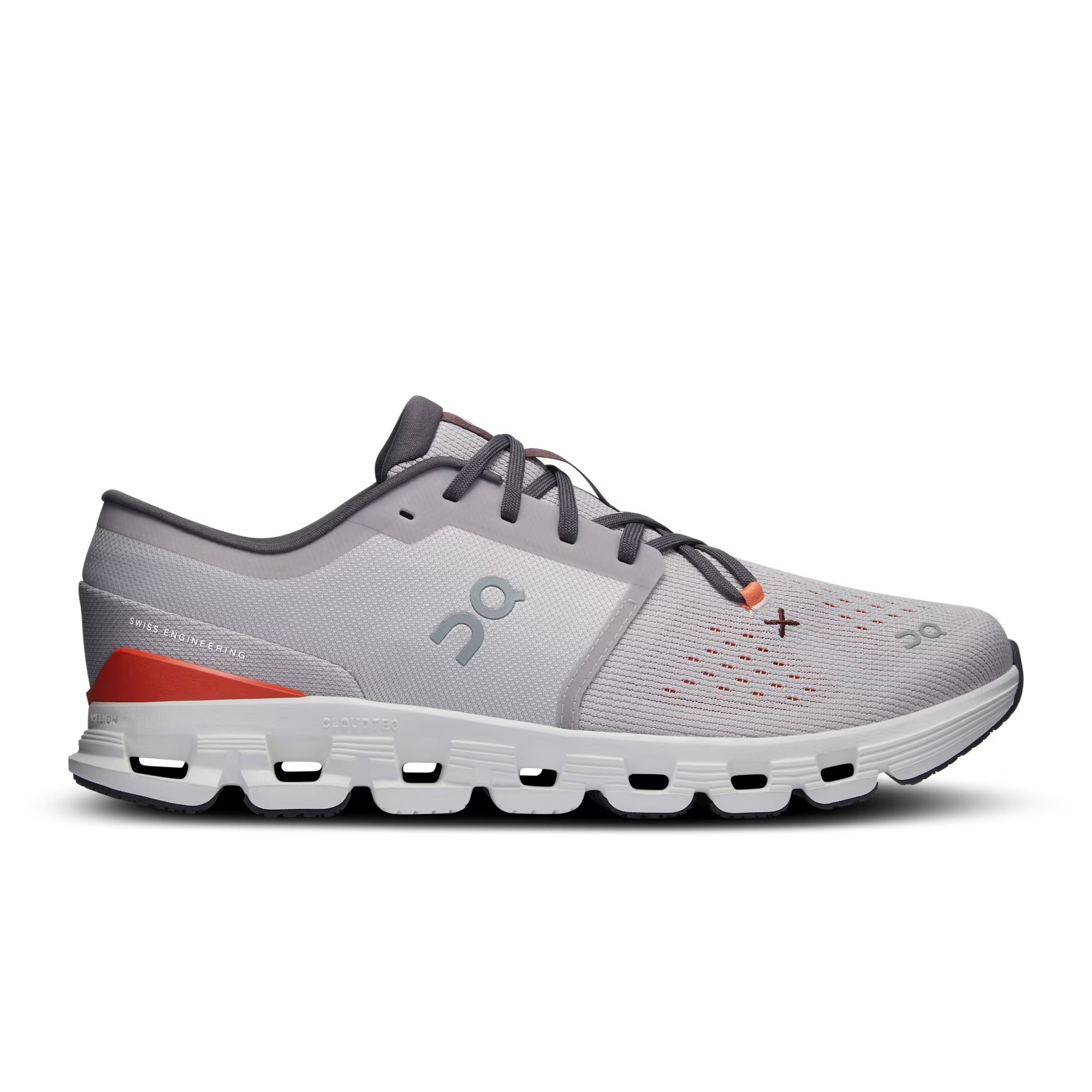 ON Men's Cloud X 4 Running Shoes - Silver/Flame Colorway - Lightweight & Cushioned for Road Running, Gym Workouts & Daily Wear