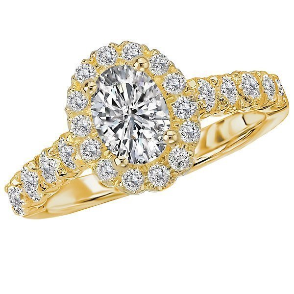 14KT 3/4 CTW Diamond Oval Halo Engagement Ring Setting for 1 CT Oval Cut Center Stone - Perfect for Proposals, Anniversaries & Special Occasions