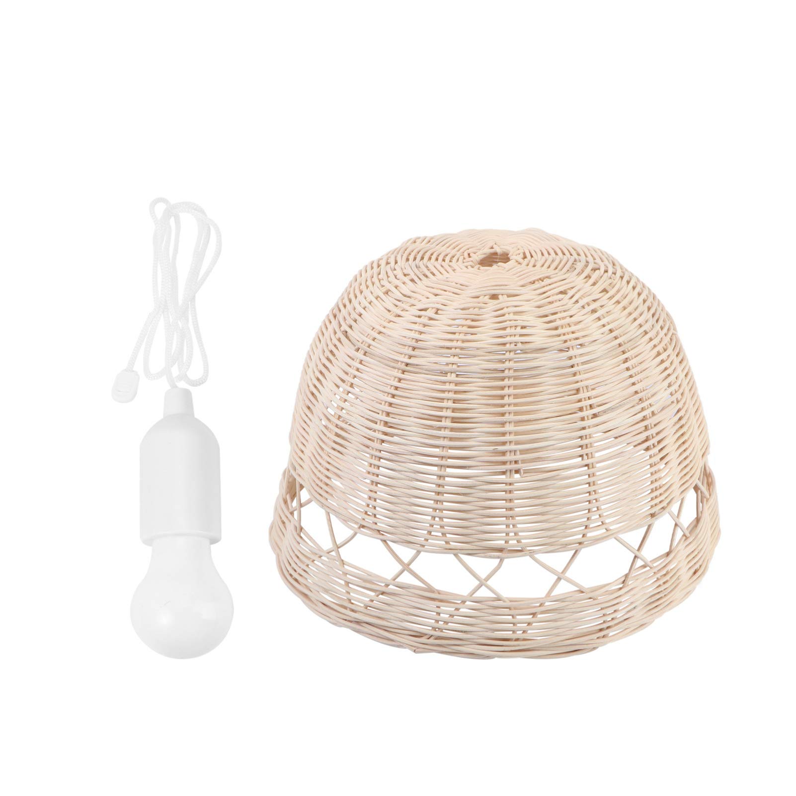 SOLUSTRE Handwoven Rattan Pendant Light - Farmhouse Ceiling Lamp with Rustic Wicker Shade for Kitchen, Dining Room, Bedroom & Porch Lighting