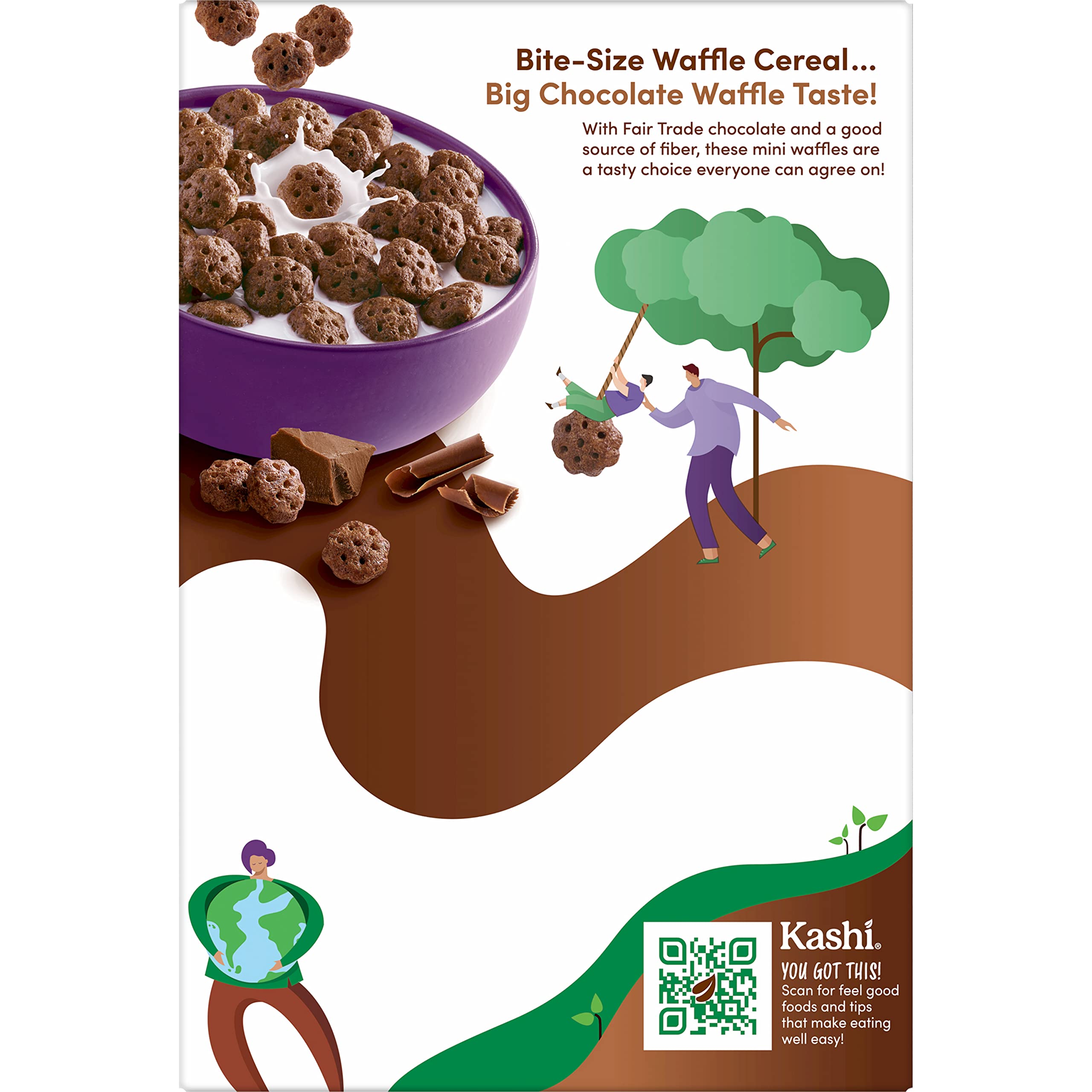 Kashi Vegan Breakfast Cereal - Whole Grain Chocolate Waffle Bites, 8 Pack | Organic Morning Meal & Healthy Snack for Kids & Adults | Perfect for Quick Breakfast, Office Snacking & On-the-Go Nutrition