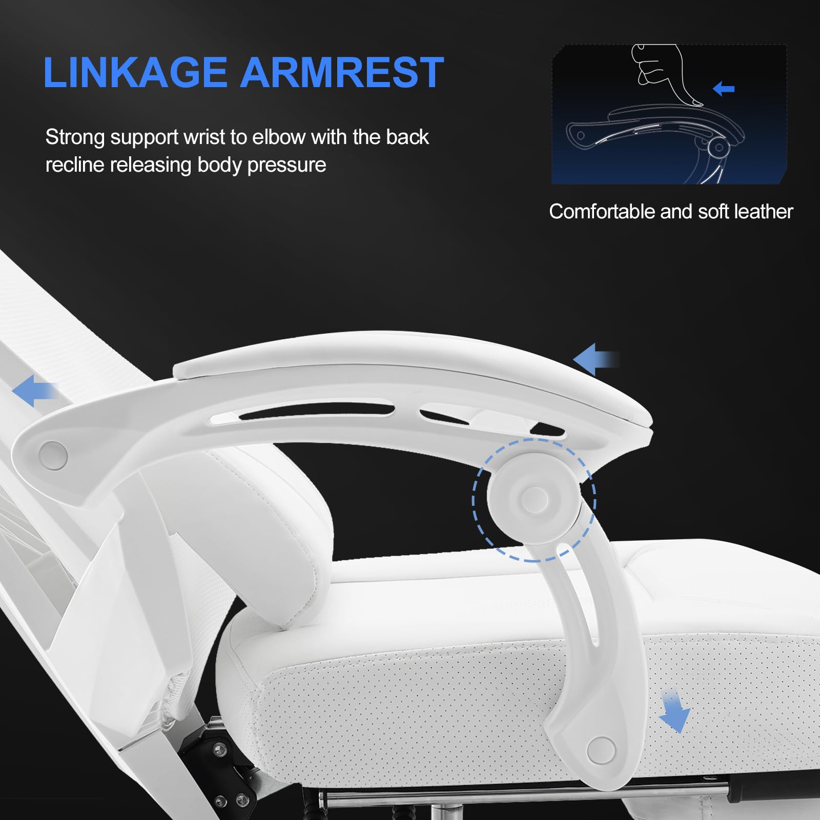 GTRACING Ergonomic Gaming Chair with Mesh Back, Adjustable Headrest & Lumbar Support, Reclining Computer Chair with Footrest for Home Office & Esports (White) - Perfect for Long Gaming Sessions & Work from Home Comfort