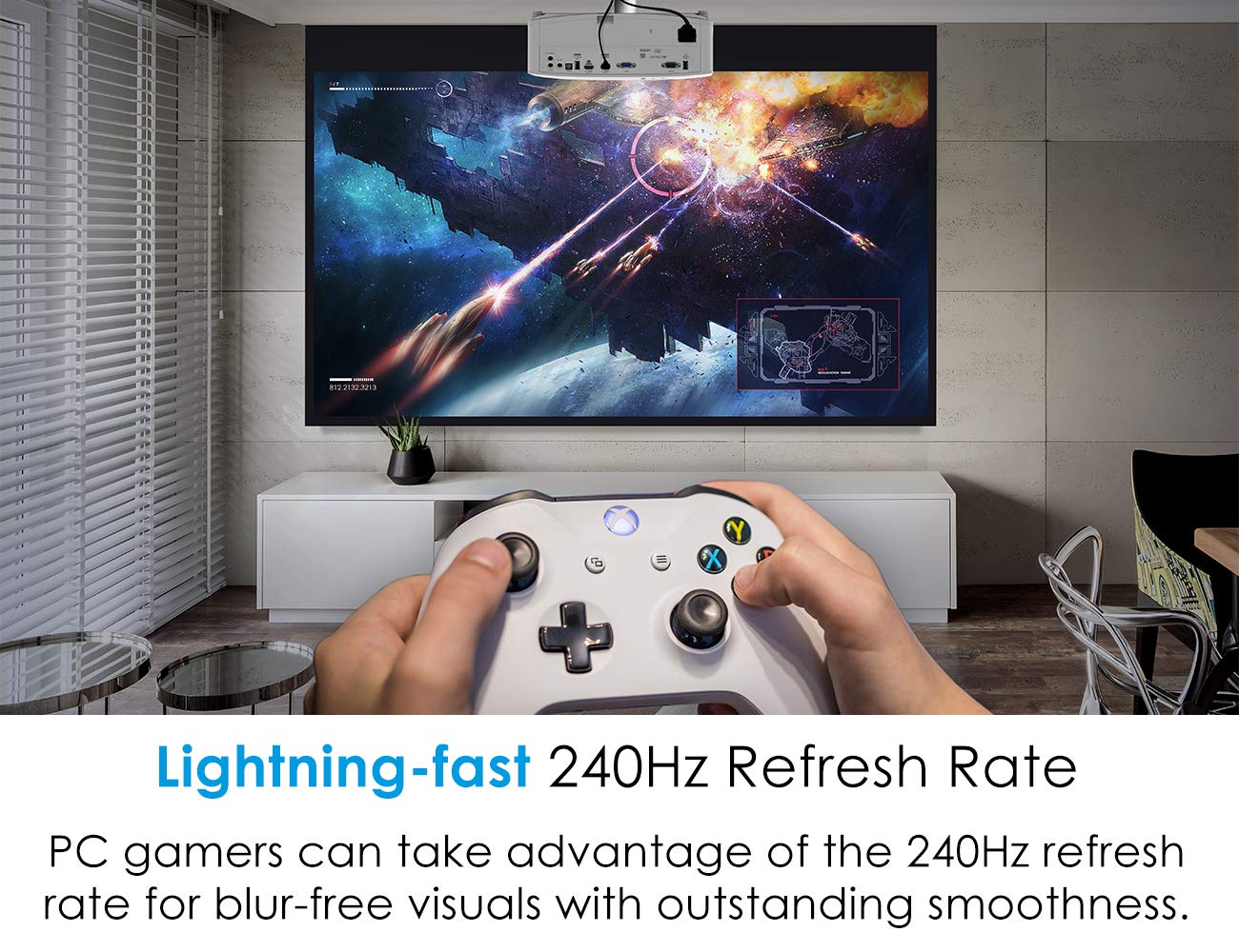 Optoma UHD30 True 4K UHD Gaming Projector - 16ms Response Time, Enhanced Gaming Mode, Lowest Input Lag, 240Hz Refresh Rate, HDR10 & HLG - Perfect for Home Theater, Gaming, and Movie Nights