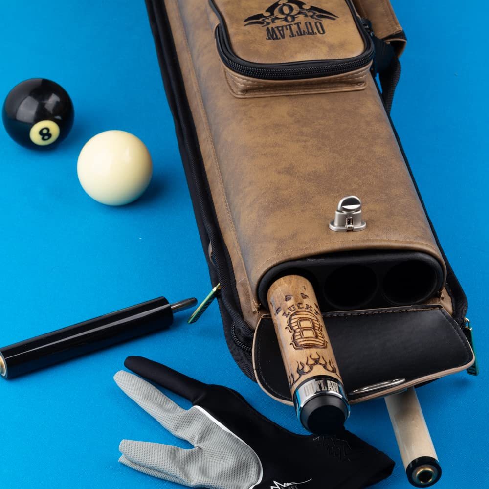 OUTLAW Nexus Pool Cue Hard Case - Holds 3 Butts & 5 Shafts | Durable Protection for Billiard Accessories | Perfect for Pool Players, Tournaments & Travel