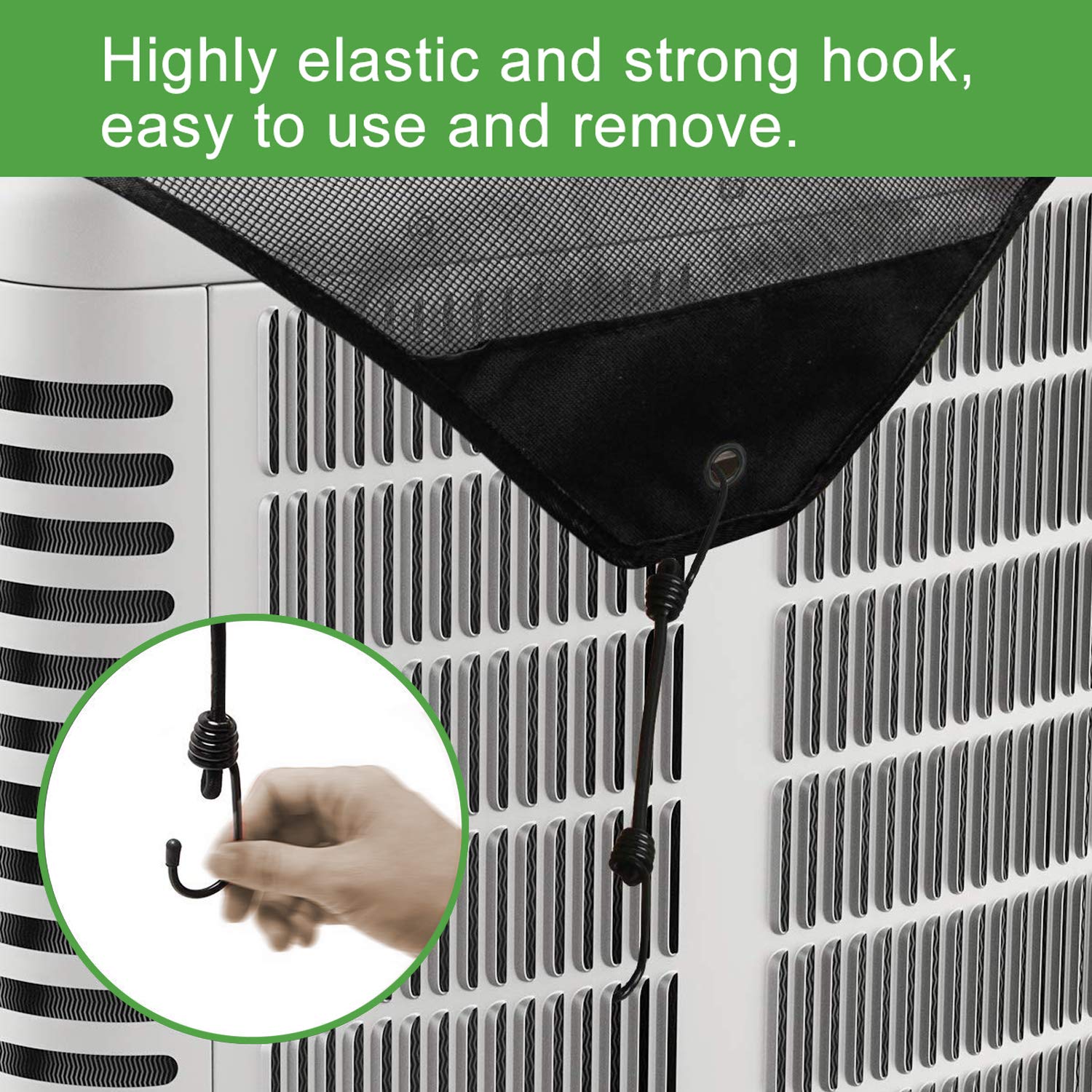 Central Air Conditioner Cover - Durable Leaf Guard Protects from Leaves, Cottonwood & Debris (Black) | Outdoor AC Unit Protection for All Seasons
