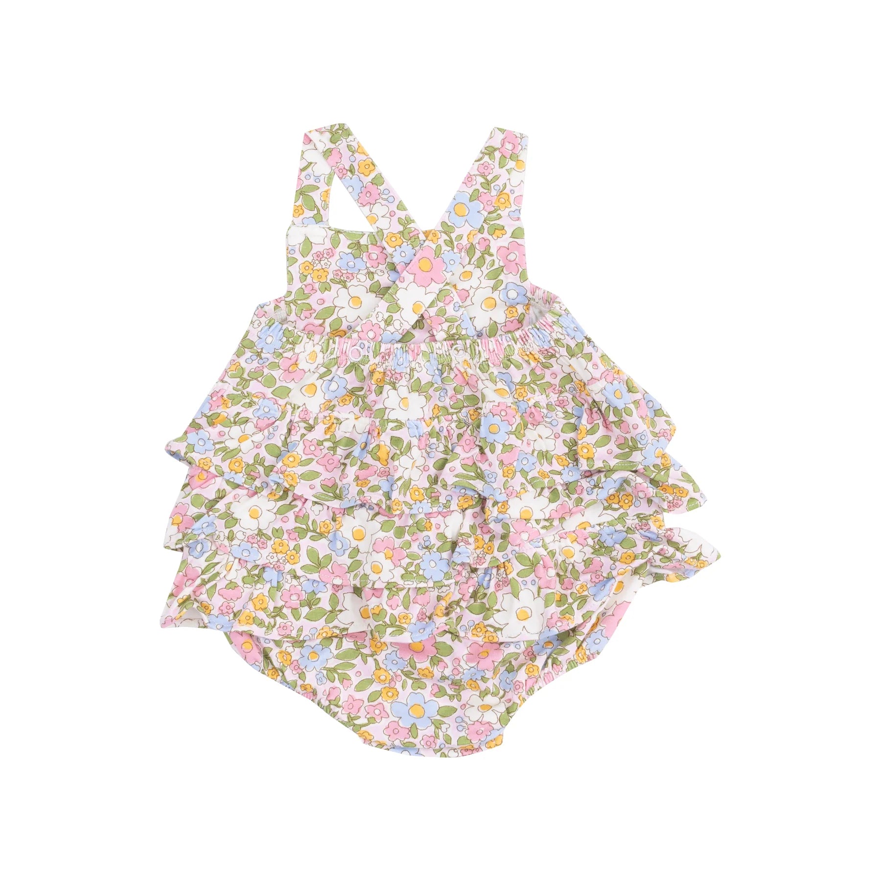 Bubbly Baby Calico Ruffle Sunsuit - Adorable Floral Print Romper for Girls | Perfect for Summer Outings, Beach Trips & Photoshoots