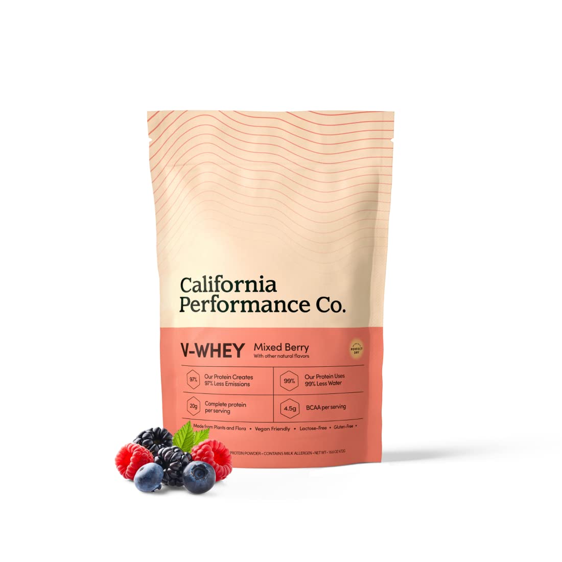California Performance Co. V-Whey Animal-Free Vegan Protein Powder - 23g Plant-Based Protein per Serving, Mixed Berry Flavor | Ideal for Post-Workout Recovery, Smoothies & Healthy Snacks