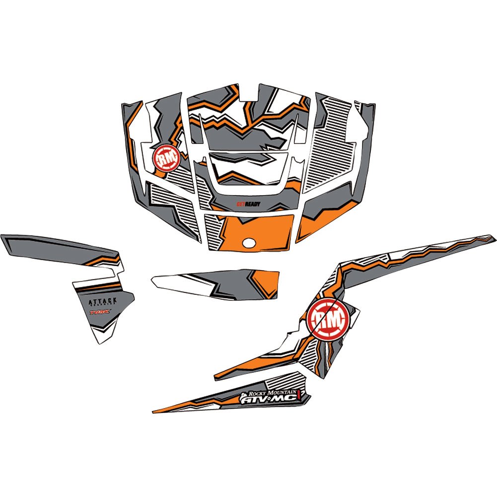 Attack Graphics Quake Complete UTV Graphics Kit - Orange/Dark Grey/White - Compatible with Can-Am Maverick 1000 Turbo (2017 Model) - Off-Road Racing & Trail Riding Customization