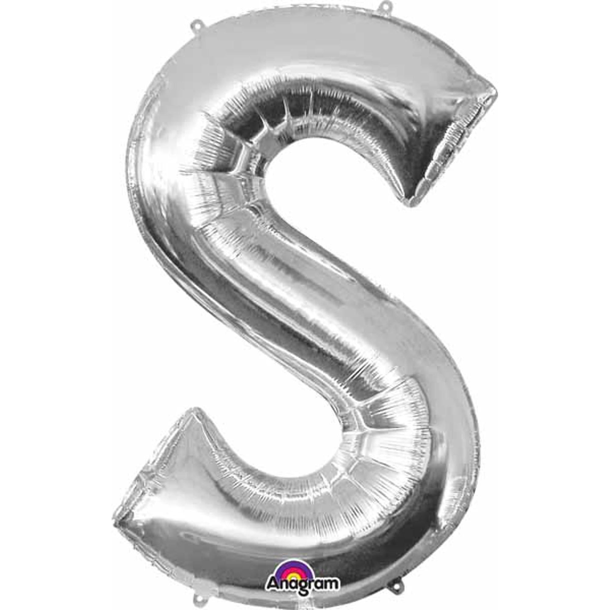 35 Inch Silver Letter S - Easy to Install with Adhesive Pads (L34 Package) - Perfect for Home Decor, Wall Art, and Party Signage