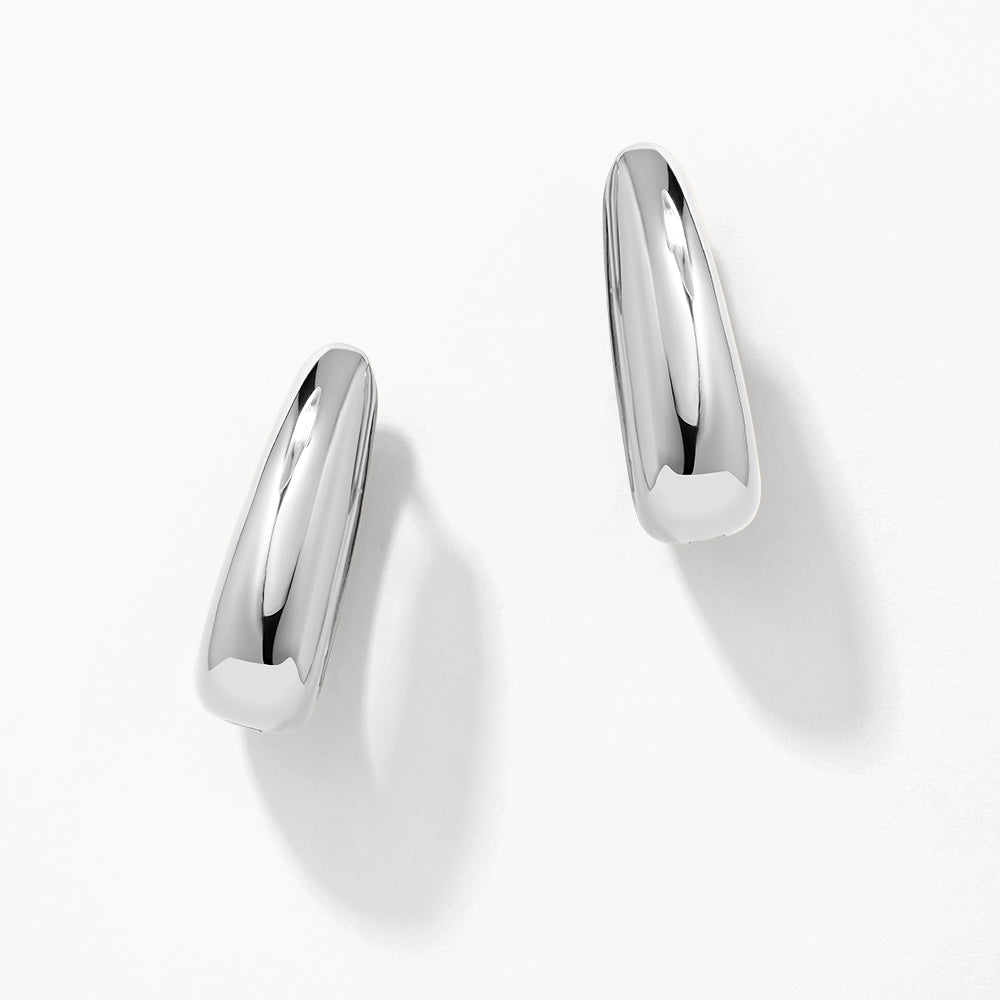 Stylish Silver Elongated Dome Hoop Earrings for Women - Perfect for Everyday Wear & Special Occasions