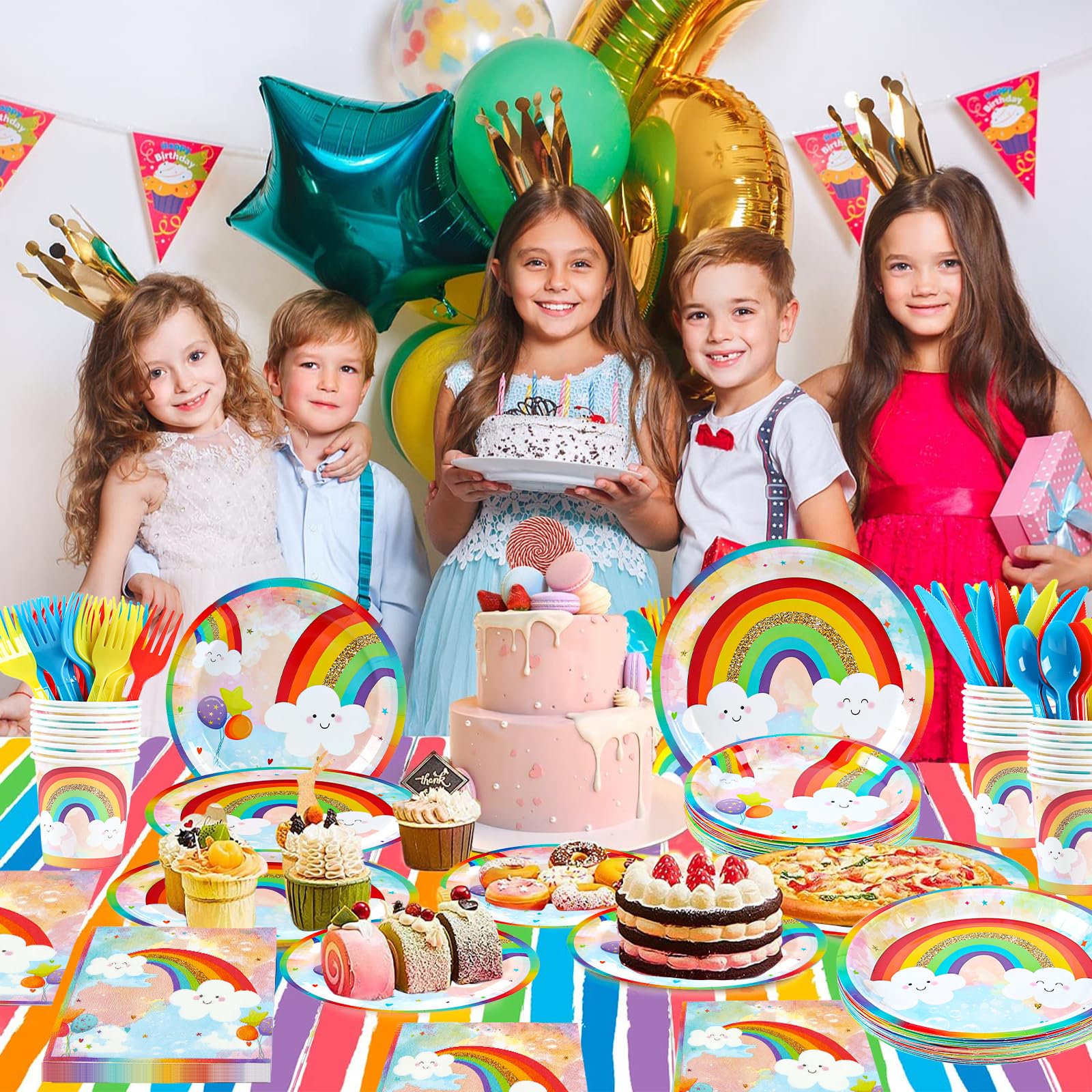 169pcs Rainbow Party Tableware Set - 9