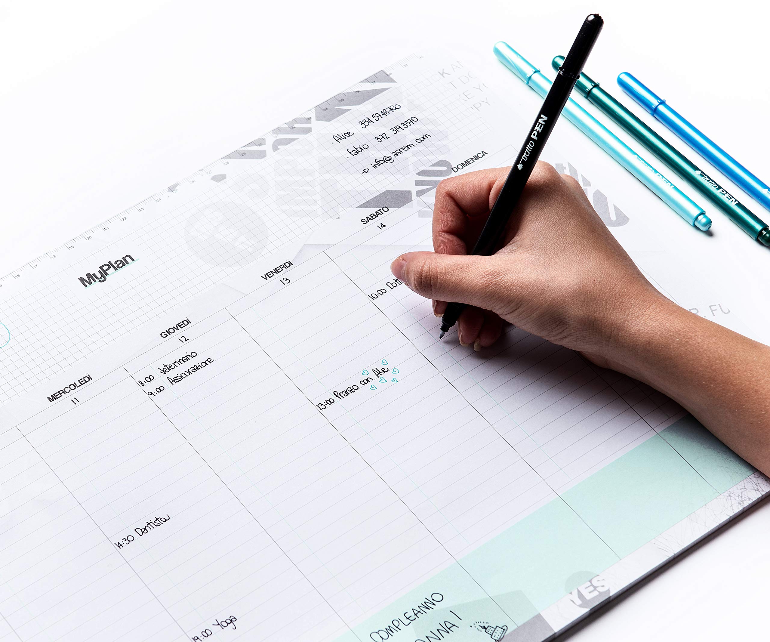 2025 Weekly Desk Planner A3 Size 43x30cm - Tear-Off Perpetual Calendar & Budget Planner - Italian Design for Office, Home, and School Organization