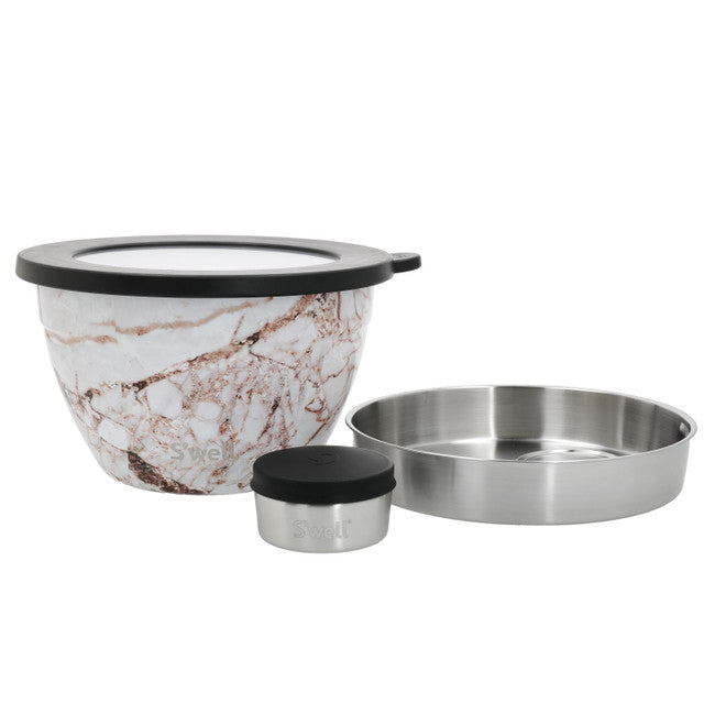 Premium Calacatta Gold Marble Salad Bowl Set - 1.9L Capacity - Elegant Serving Bowl for Salads, Fruits & Appetizers - Perfect for Dinner Parties, Picnics & Home Entertaining