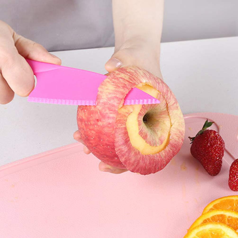ULTECHNOVO 3-Piece Plastic Fruit Cutting Tool Set - Safe Kitchen Knives for Kids, Cake Decorating Supplies & Food Prep Accessories - Perfect for Birthday Parties, Baking, and Fruit Platters