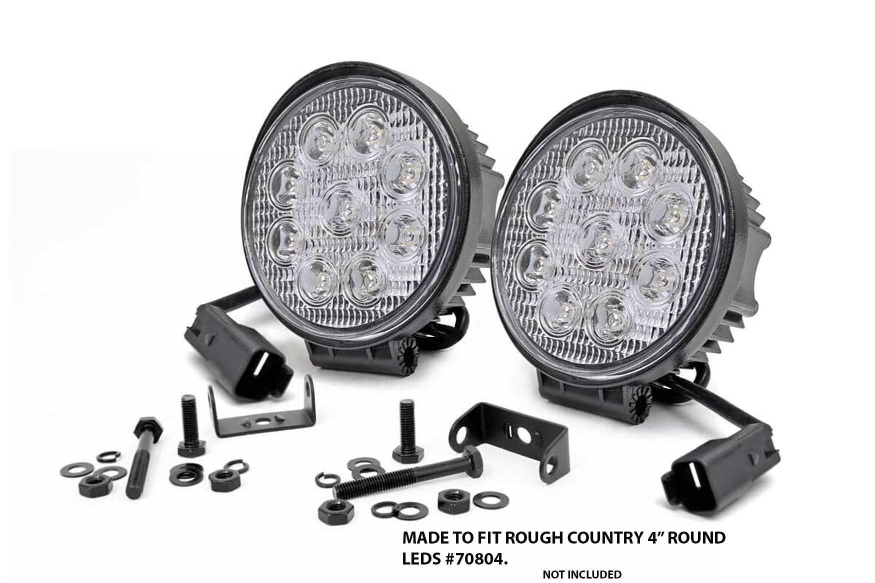Rough Country Lower Windshield LED Light Brackets for 1997-2006 Jeep Wrangler TJ (Model 70043) - Off-Road & Night Driving Accessories