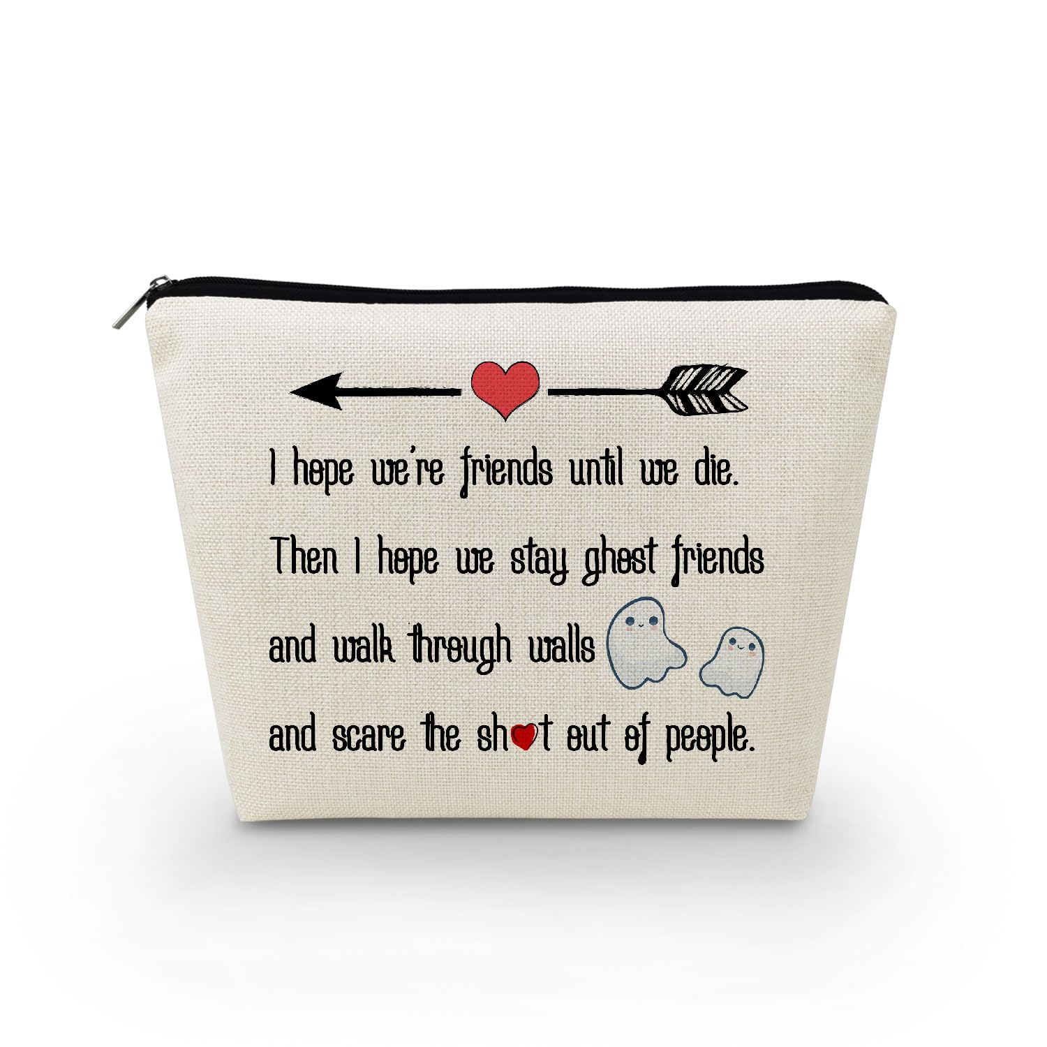 **Ghost Friends Makeup Bag - Cute Small Cosmetic Pouch for Purse & Toiletry | Best Friendship Gift for Soul Sisters, BFFs & Women | Birthday, Travel & Daily Use**