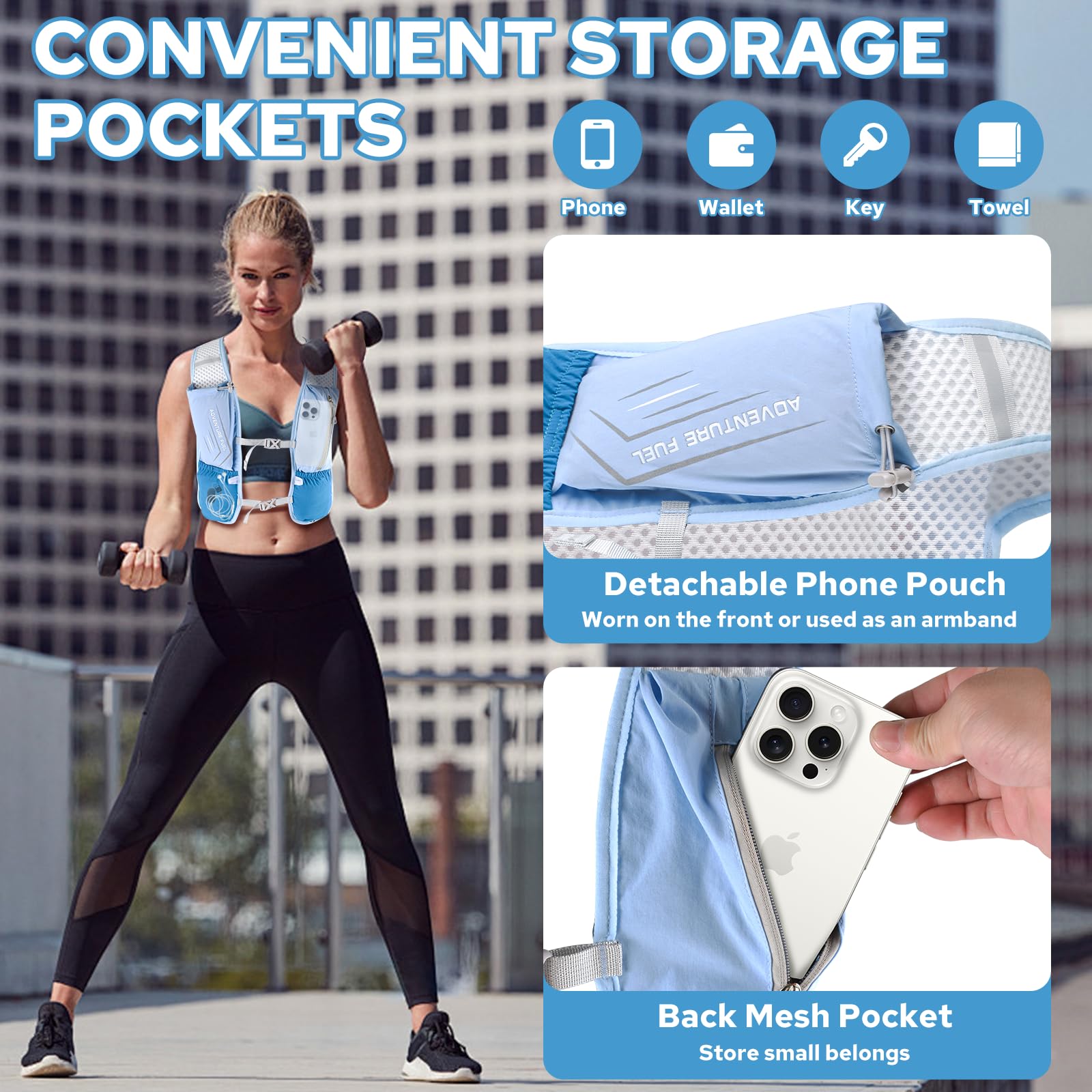 Lightweight Adjustable Hydration Backpack for Women & Men - 500ml TPU Soft Flask, Breathable Reflective Running Vest with Large Capacity for Marathon, Cycling, Hiking | Perfect for Outdoor Sports & Fitness Activities