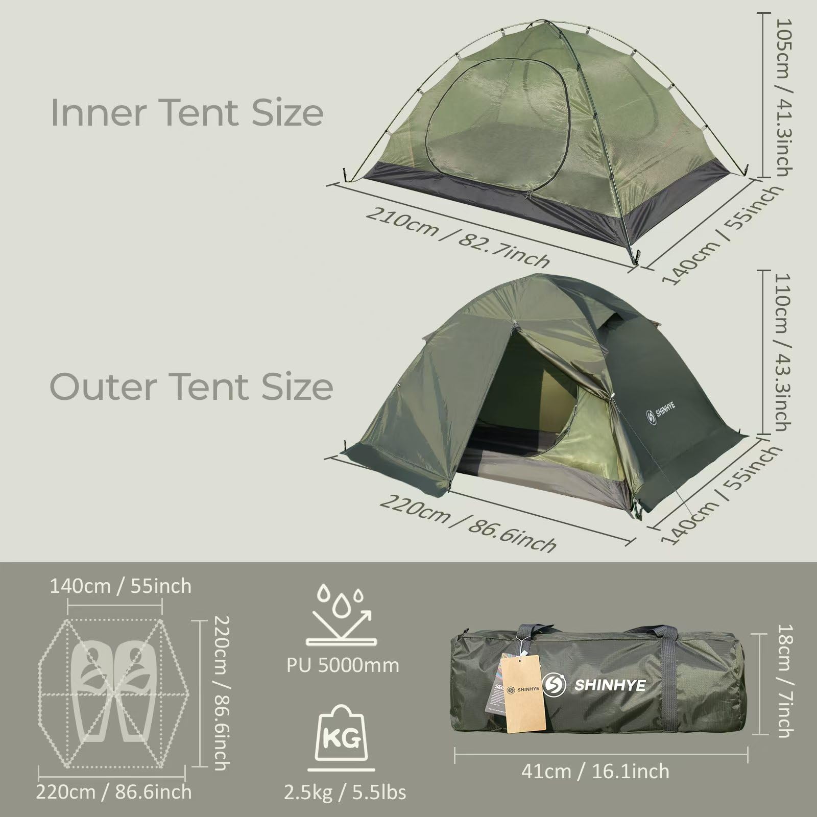 1-2 Person 4 Season Backpacking Tent - Ultralight Winter Camping Tent for Extreme Cold Weather, Waterproof Double Layer Easy Setup Tent for Hiking, Mountaineering & Family Outdoor Adventures | Perfect for Alpine Expeditions & Snow Camping