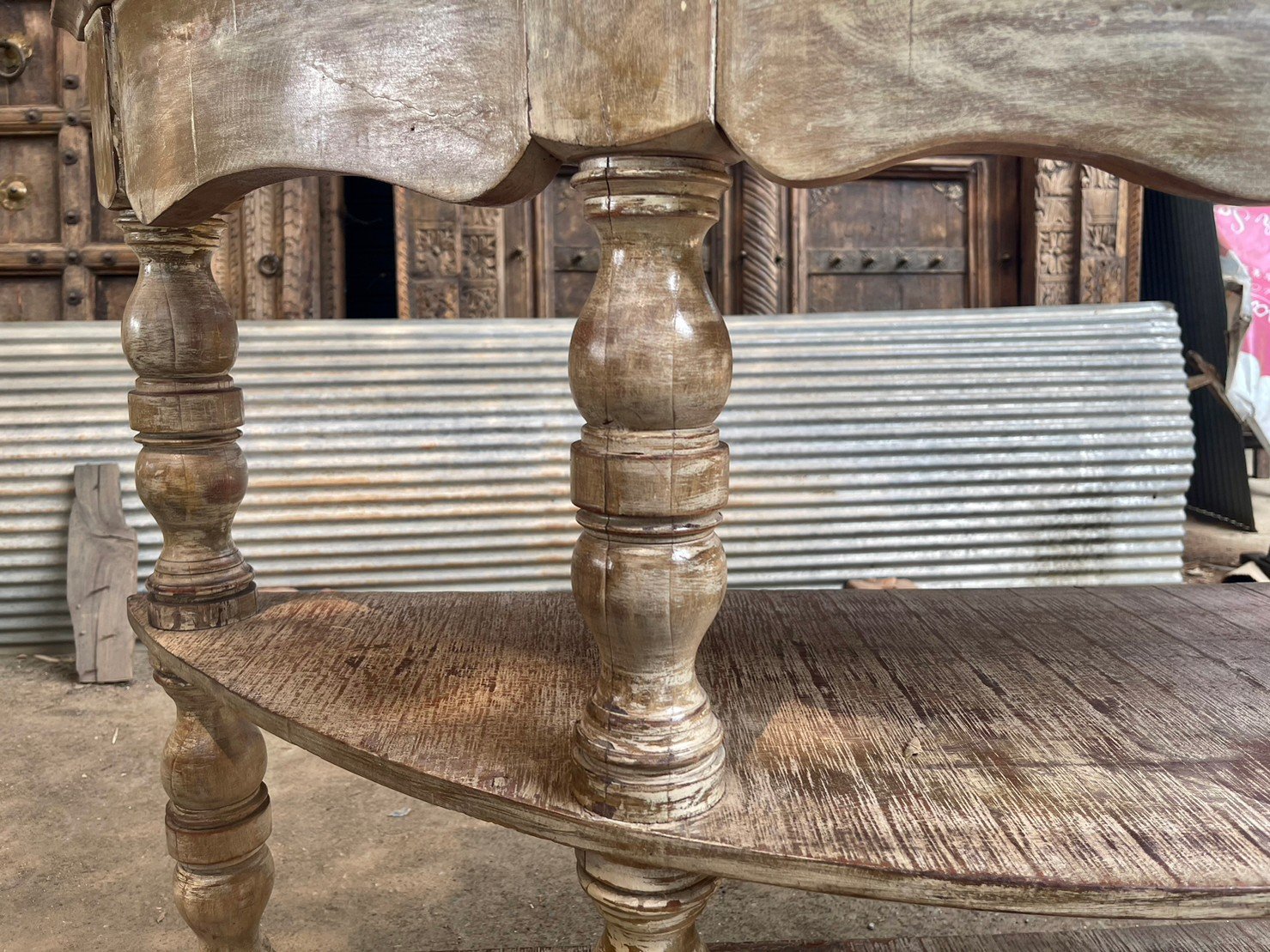 French Arched Hand Carved Solid Wood Console Table - Rustic White Entryway Hall Table for Farmhouse Decor | Perfect for Foyer, Living Room & Dining Room