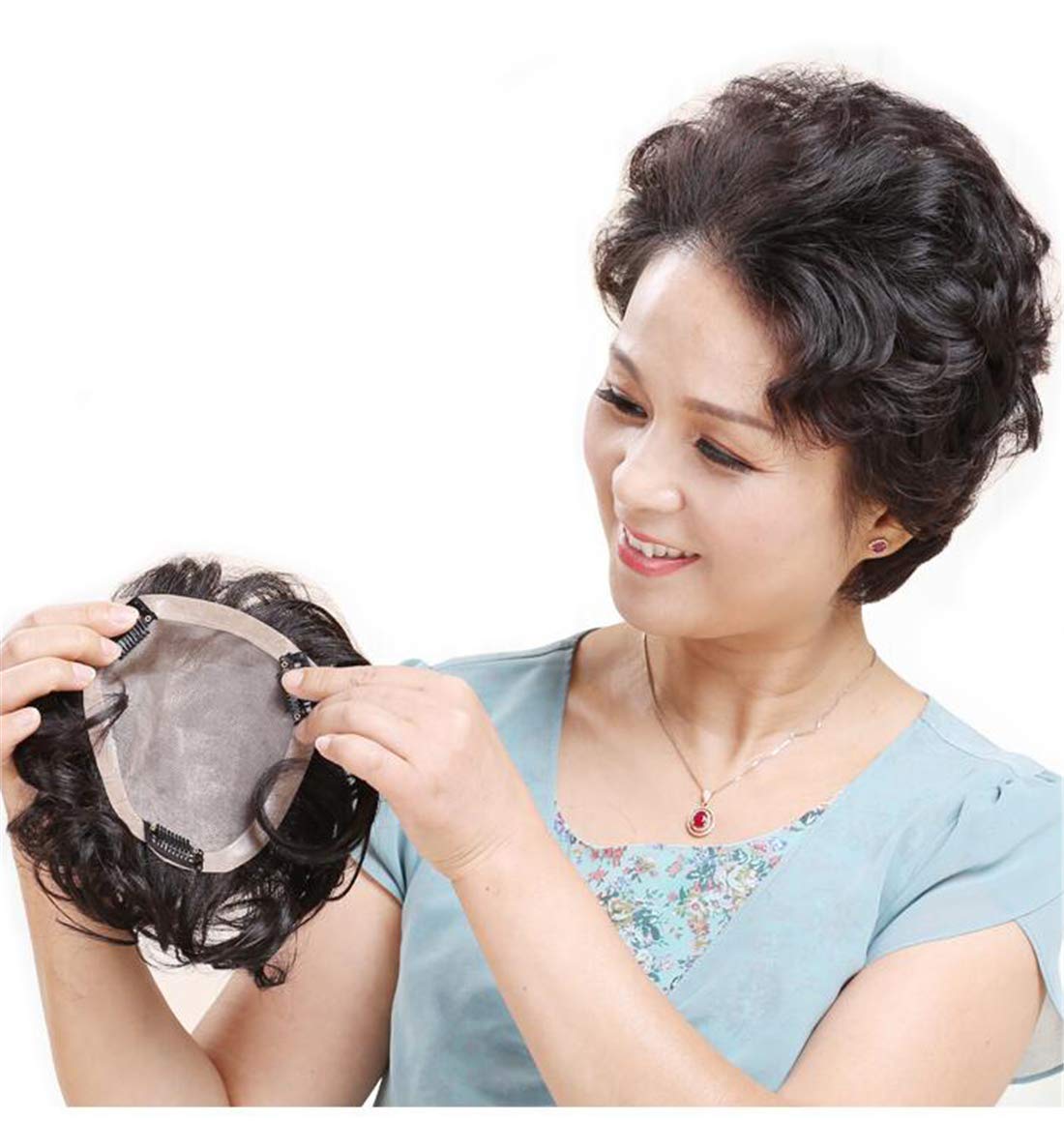Fluffy Natural Wavy Human Hair Topper for Women with Thinning Hair - 4.7