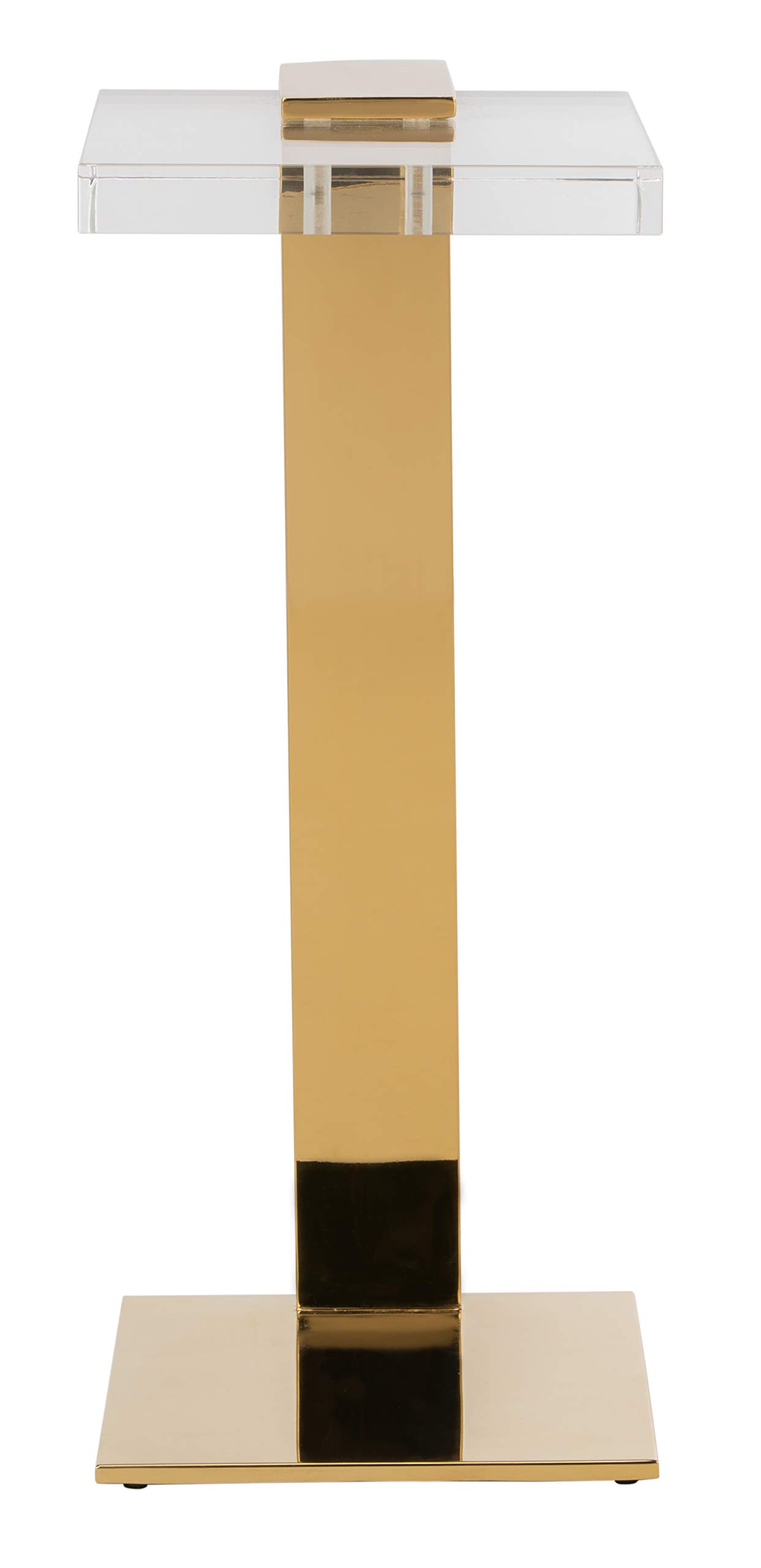 Safavieh Couture Glam Mars Clear and Brass Acrylic Drink Table - Modern Side Table for Living Room, Bedroom, or Patio - Perfect for Cocktails, Coffee, and Home Decor