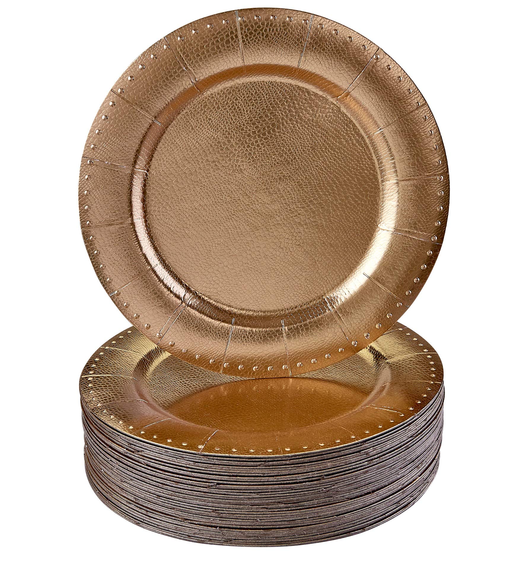 Elegant Disposable Charger Plates 13 Inch - 40 Piece Heavy Duty Disposable Dinnerware Set for Wedding, Party & Fine Dining | Gold Beaded Rim for Upscale China Look | Perfect for Buffet, Catering & Formal Events