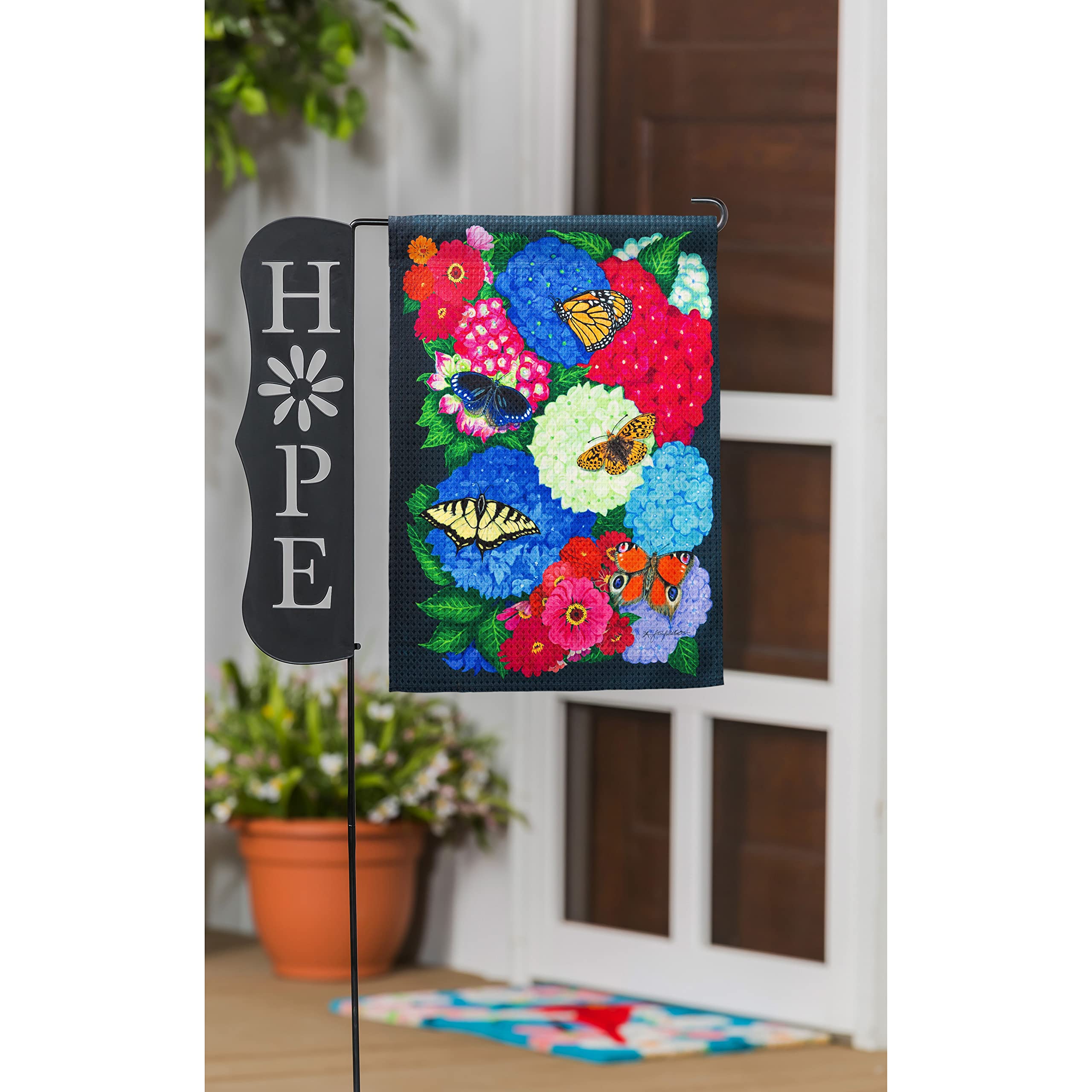 Evergreen Hydrangea Garden Flag - Outdoor Decorative Waffle Weave House Flag for Porch, Yard, and Garden Decor - Perfect for Spring, Summer, and Fall Seasons