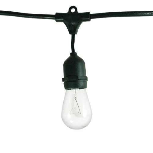 Bulbrite STRING15/E26-S14KT 48-Ft Outdoor String Lights with 15 Incandescent Bulbs - Perfect for Garden, Patio, Wedding, Party, Holiday & Landscape Decoration