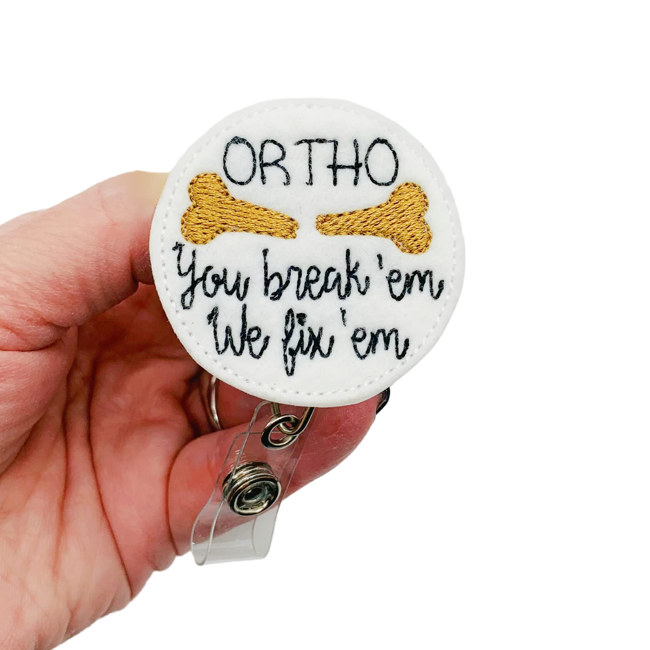 Orthopedic Nurse ID Badge Reel - Retractable RN Name Tag Clip for Work