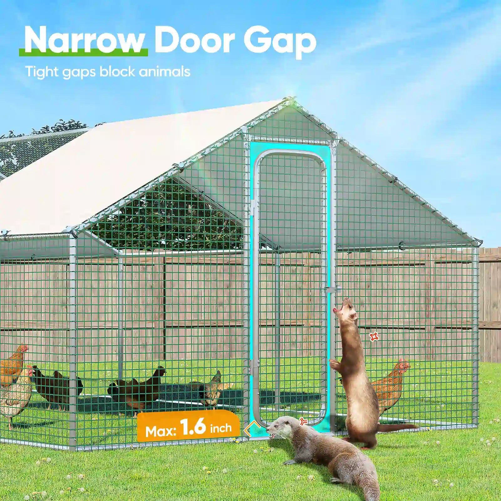 Large Metal Chicken Coop Run - Durable Outdoor Poultry Pen for Hens & Roosters - Perfect for Backyard Farming & Free Range Chicken Keeping