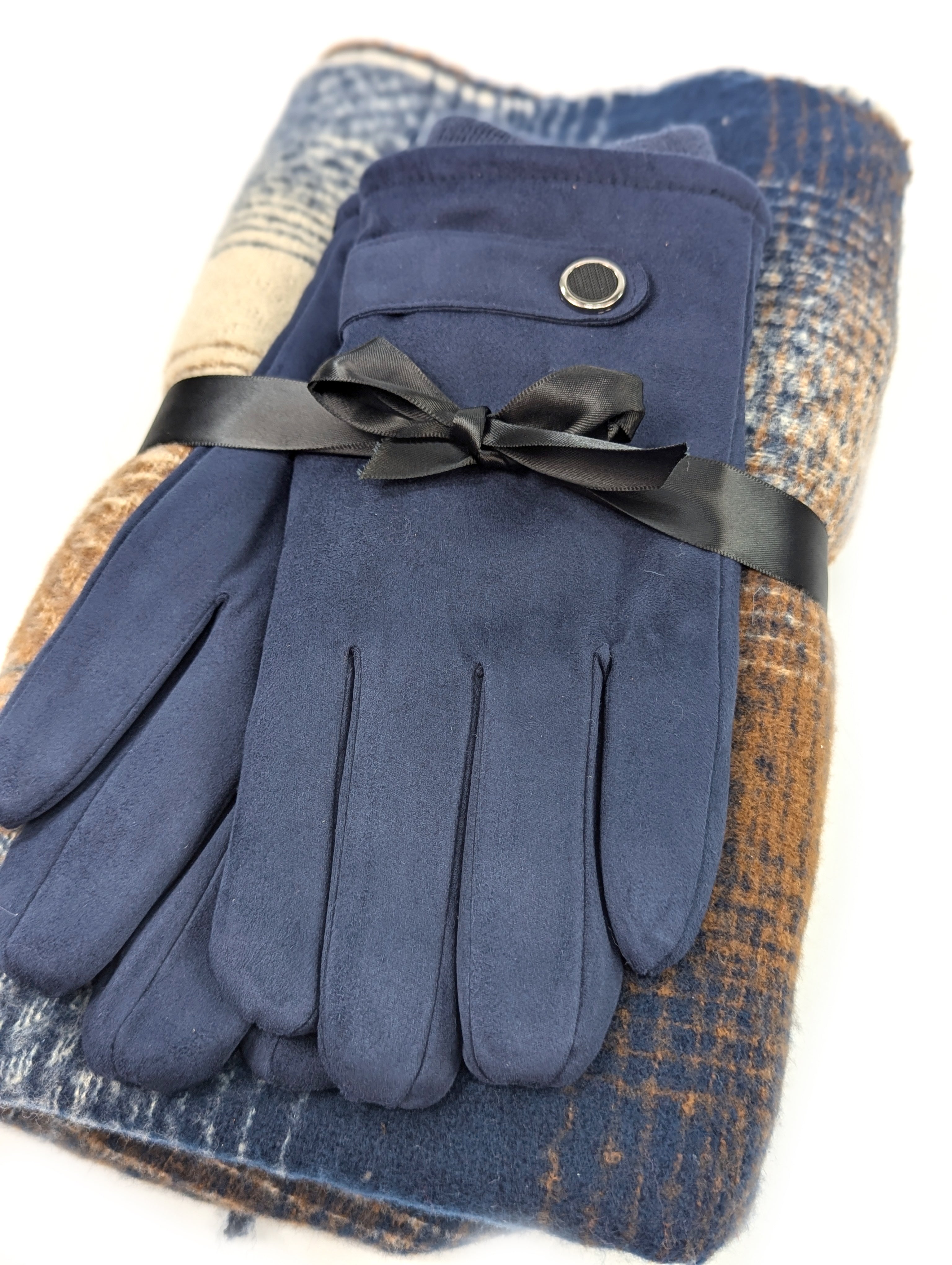 Men's Winter Scarf and Gloves Gift Set - Soft Warm Blue Knit Accessories for Cold Weather, Outdoor Activities & Holiday Gifts