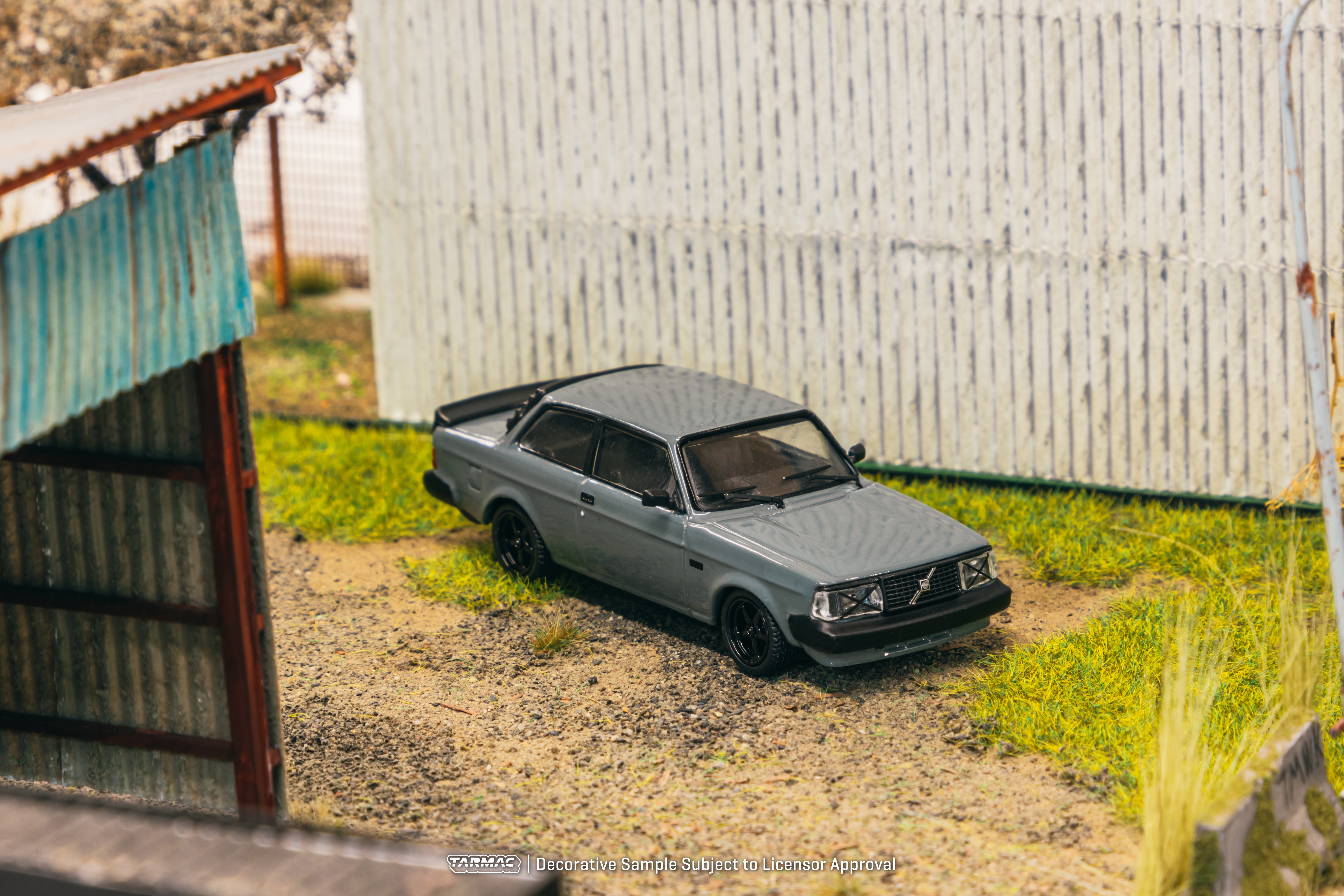 Tarmac Works 1/64 Scale Volvo 242 Custom Grey Diecast Model Car - Collectible Miniature Vehicle for Display & Racing Scenes