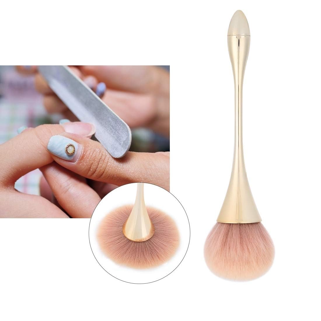 Facejewel Soft Nail Art Dust Remover Brush - Long Handle Manicure Tool for Acrylic & UV Gel | Makeup Powder & Blush Brush | Perfect for Nail Salons & Home Manicures | Professional Mineral Brush for Flawless Nail Art