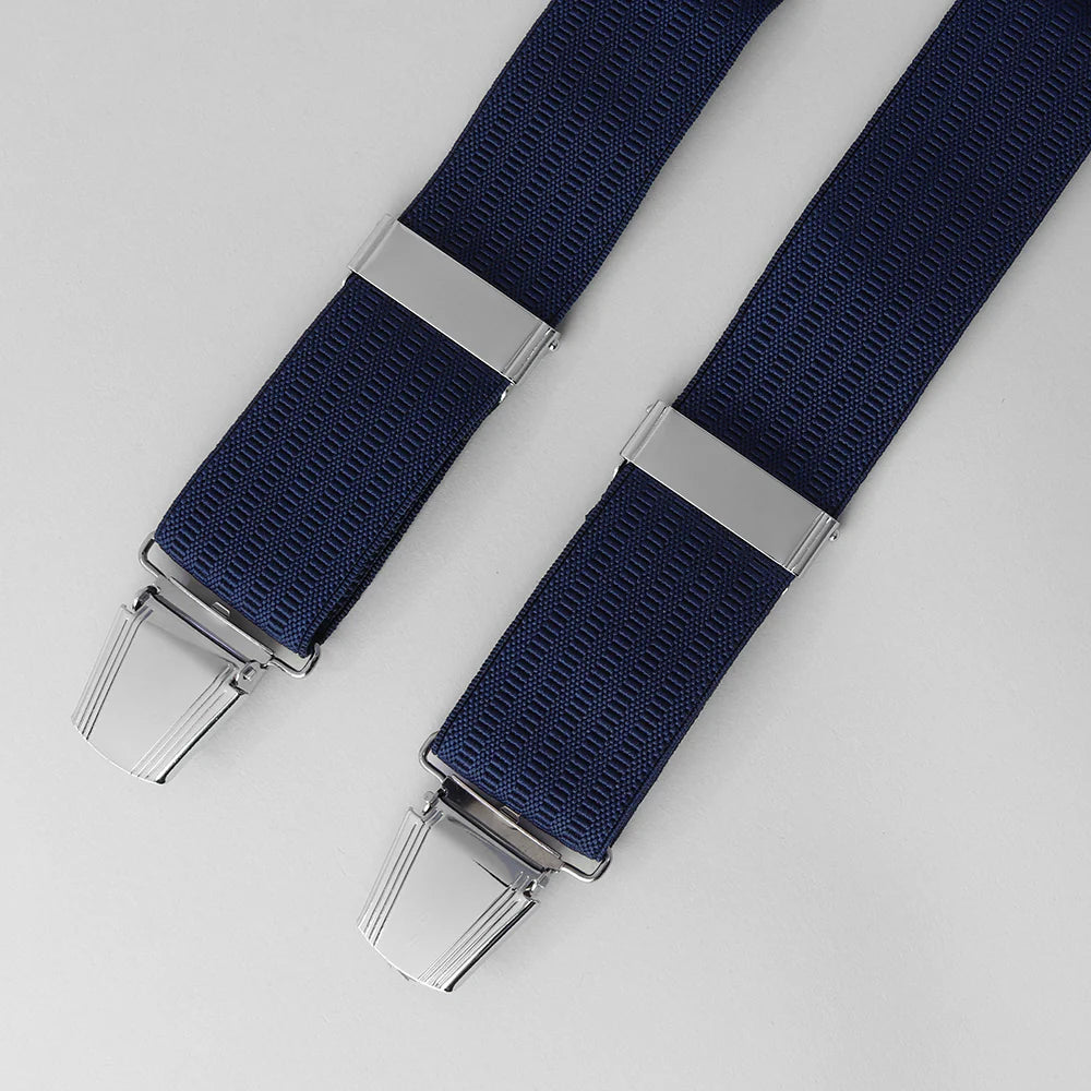 Premium Navy Blue Suspenders with Metal Clip Ends - Stylish & Adjustable for Men & Women - Perfect for Formal Wear, Weddings & Office Attire