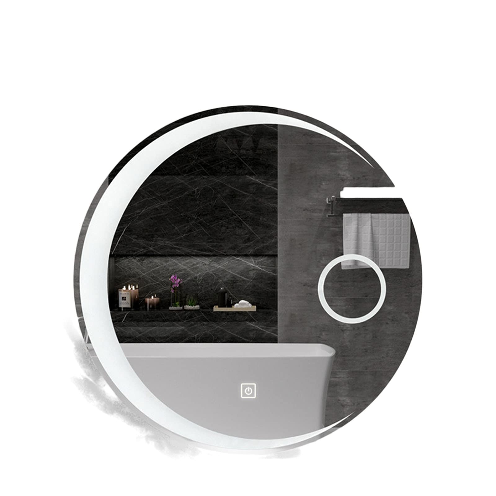 Nordic Smart Bathroom Mirror with LED Light - Anti-Fog Round Wall Mounted Mirror with Time & Temperature Display (19.7 Inch) - Perfect for Modern Bathrooms, Vanities, and Toilets
