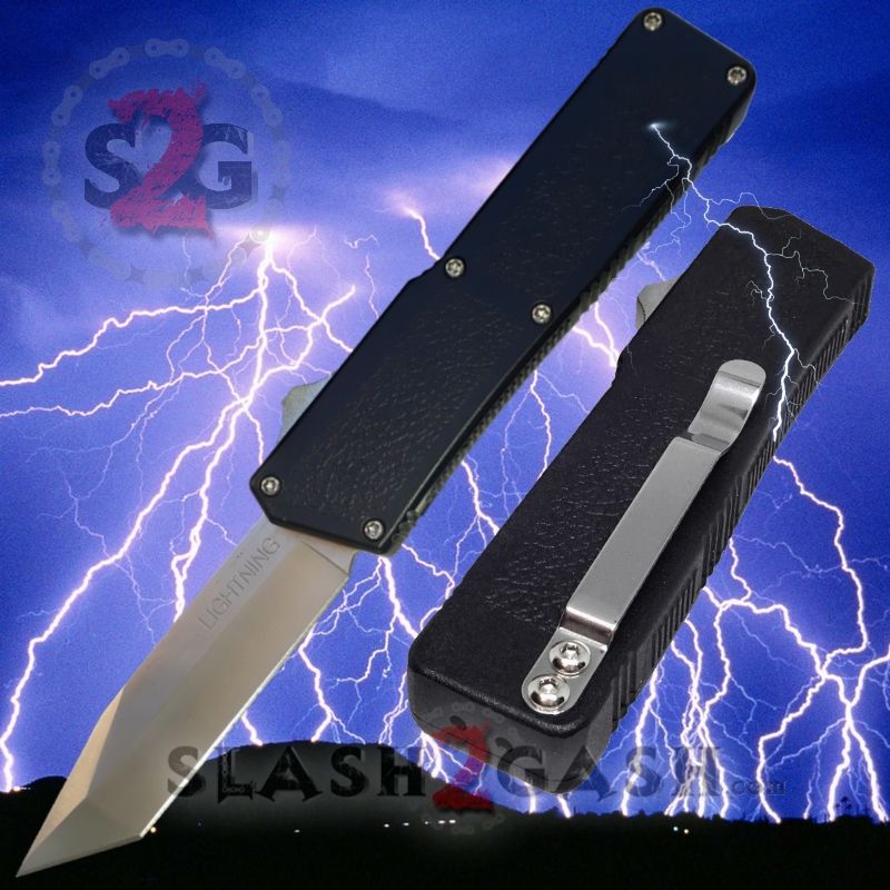 Premium Black Tanto Blade OTF Automatic Knife - D/A Switchblade for Outdoor, Camping, EDC & Tactical Use
