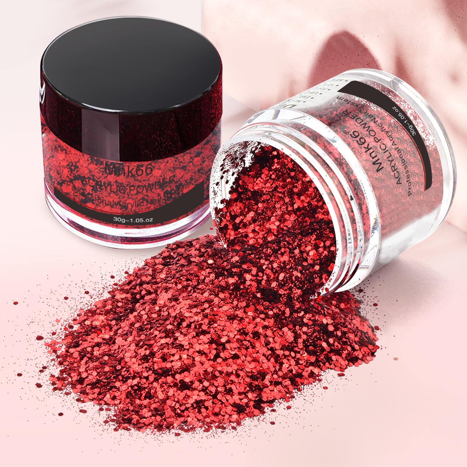 Professional Sparkly Golden Red Glitter Acrylic Nail Powder for Nail Extensions, French Manicure, 3D Flower Nail Art & Carving - 30g (YSJF018) | Perfect for Beginners, Salon Use & DIY Nail Designs at Home