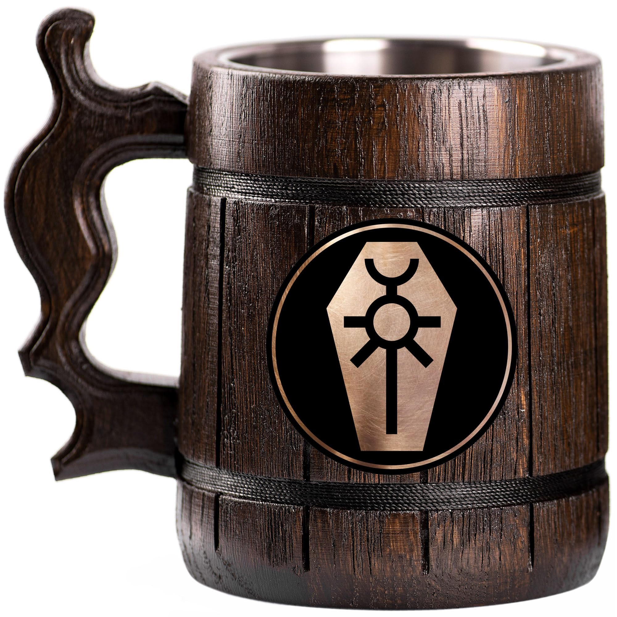 40K Necrons Custom Beer Mug - Personalized Wooden Tankard Stein for Gamers & Geeks - Unique Anniversary, Birthday, Father's Day & Wedding Gift for Men, Him, Dad - Perfect for Gaming Parties, Home Bars & Sci-Fi Collectors