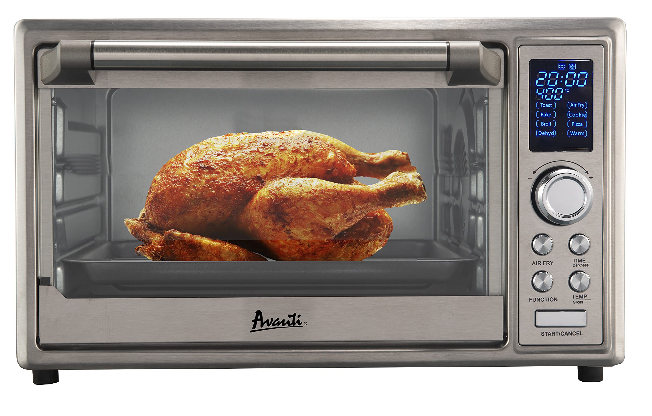 Avanti Air Fryer Oven Combo - 8-in-1 Digital Countertop Convection Oven with 90-Minute Timer & Auto Shut-Off, 0.8 Cu.Ft Capacity, Stainless Steel Finish - Perfect for Healthy Cooking, Baking, Roasting & Reheating in Small Kitchens