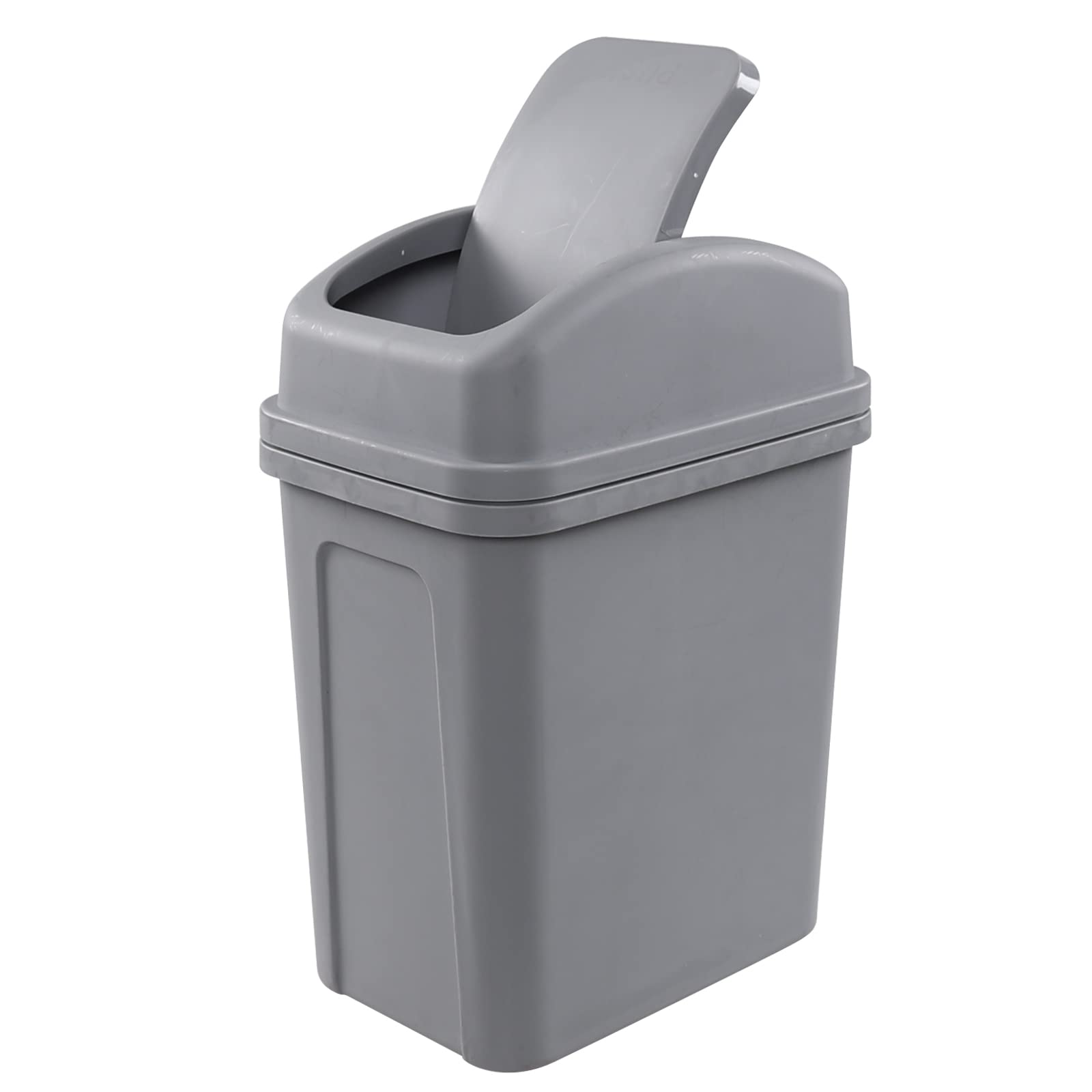 2 Gallon Small Swing Lid Trash Can - Compact Kitchen & Bathroom Garbage Bin with Swing-Top Lid, Gray - Perfect for Office, Dorm, or Under Sink Use