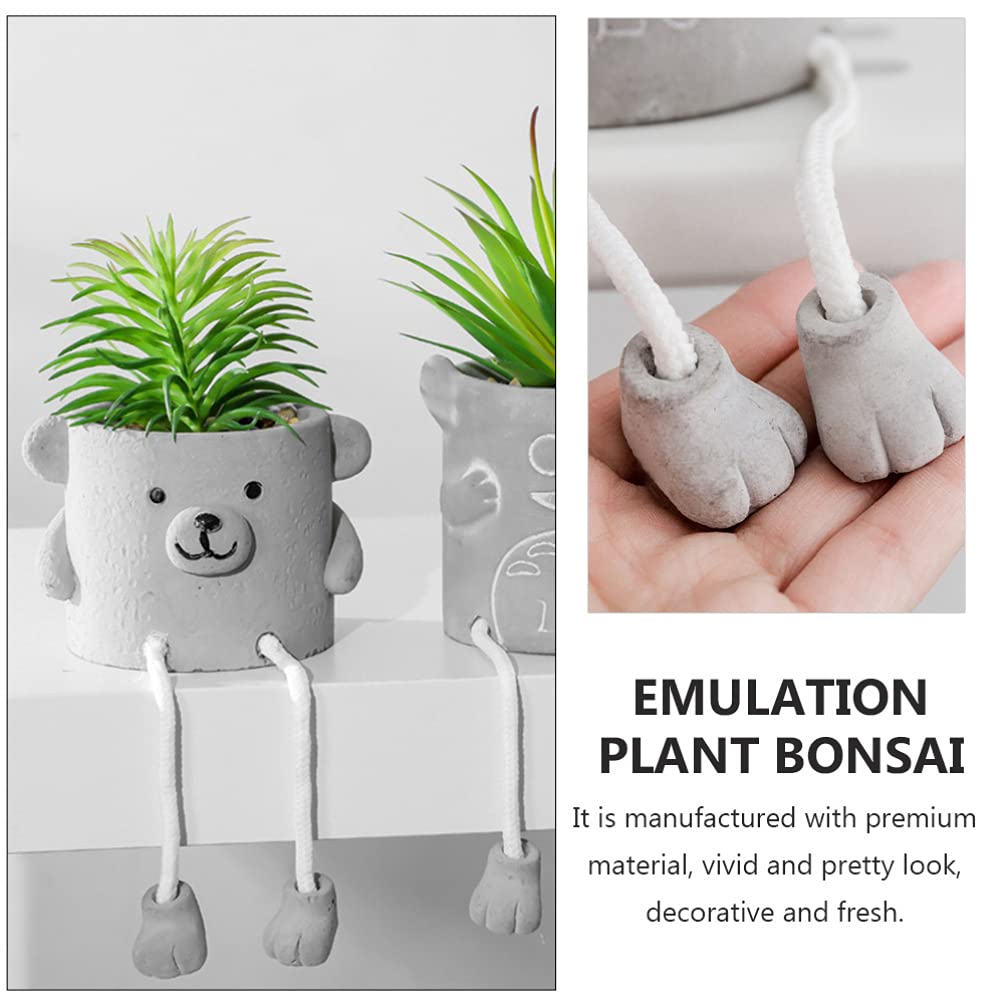 Wakauto 1PC Artificial Potted Plant - Fake Green Potted Shelf Decor, Mini Faux Plants for Home Office Desk, Simulation Bonsai Planter, Plastic Potted Plants for Indoor Decor, Living Room, Bedroom & Bathroom Decorations