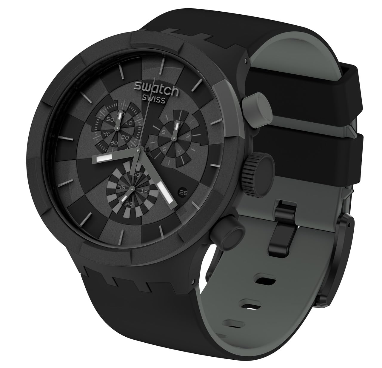 Swatch SB02B400 Quartz Casual Watch with Silicone Strap - Black, 20mm Band for Men & Women | Perfect for Everyday Wear, Office & Outdoor Activities