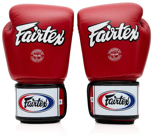 Fairtex BGV1 Muay Thai Boxing Gloves - Red, White, Black | Premium Training & Sparring Gear for MMA, Kickboxing & Fitness Workouts