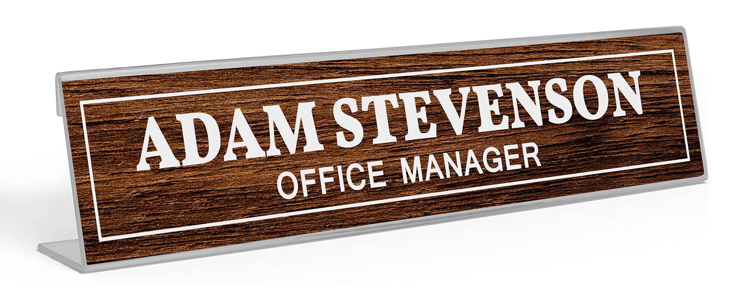 Custom Acrylic Office Desk Name Plate - Personalized 2x8 Inches Engraved Name Sign for Professional Workspace | Perfect for Executive Desks, Reception Areas & Home Offices
