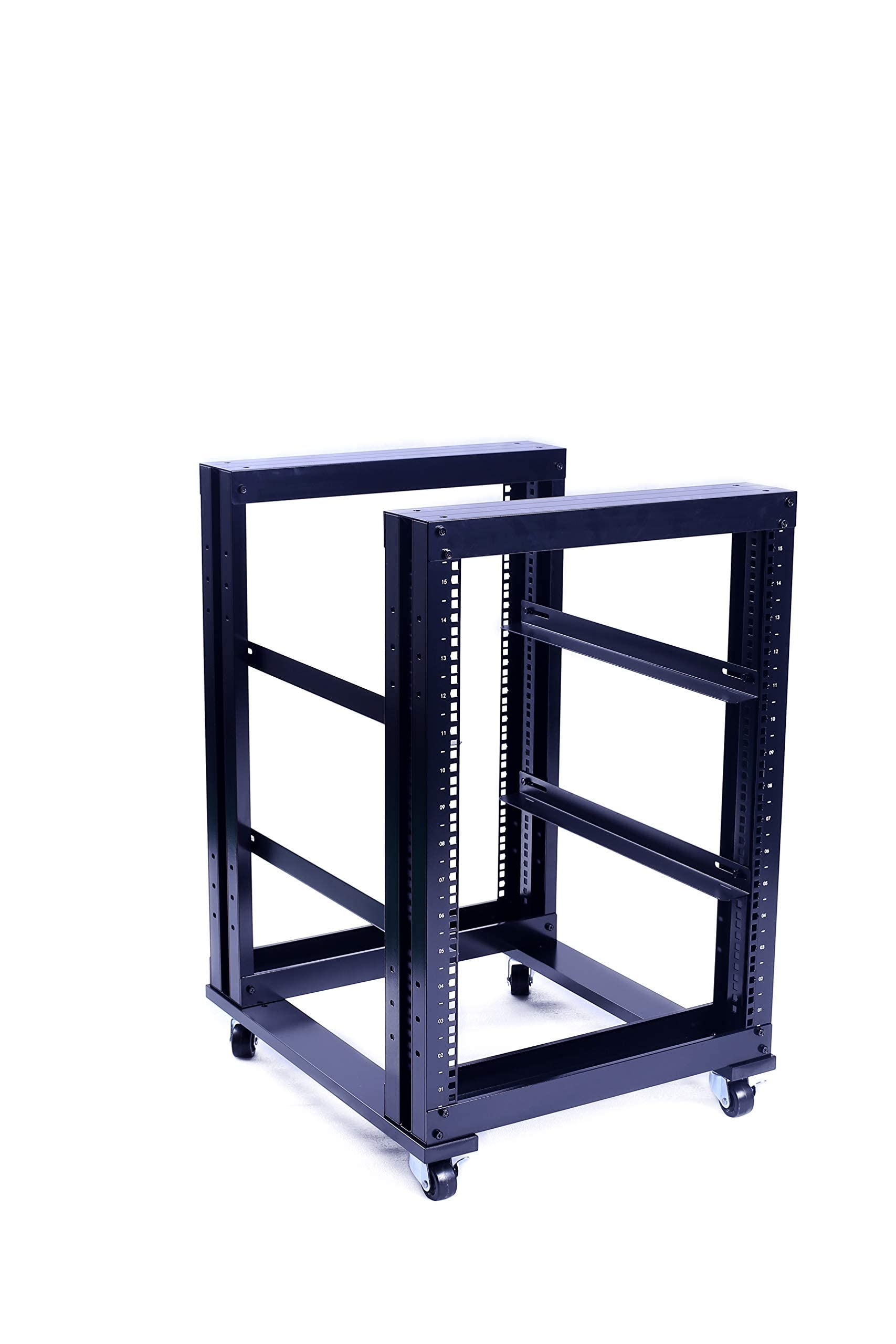 15U 4-Post Open Frame 19-Inch Server Rack | Heavy Duty Steel & Aluminum Construction | UL Certified | Perfect for Data Centers, Home Studios & AV Equipment (31-Inch Depth)