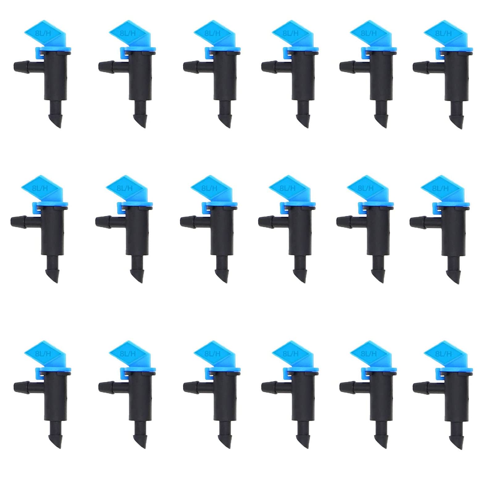 2 GPH Drip Emitters 200 Pack - Adjustable Garden Irrigation Drippers (8L/H) for 4mm/7mm Hose - Blue Water Sprinklers for Home Garden, Lawn, Vegetables & Potted Plants | Perfect for Efficient Watering in Flower Beds, Greenhouses & Container Gardens